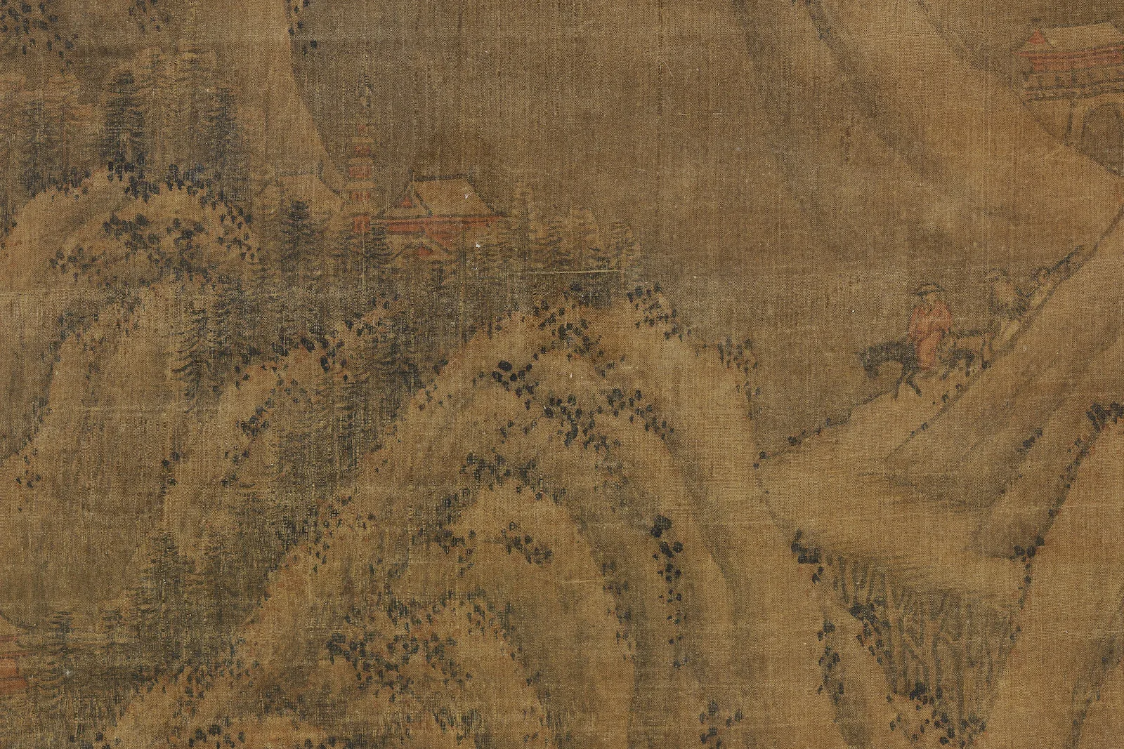 传宋李成秋景山水画《秋山萧寺图》局部 (2)