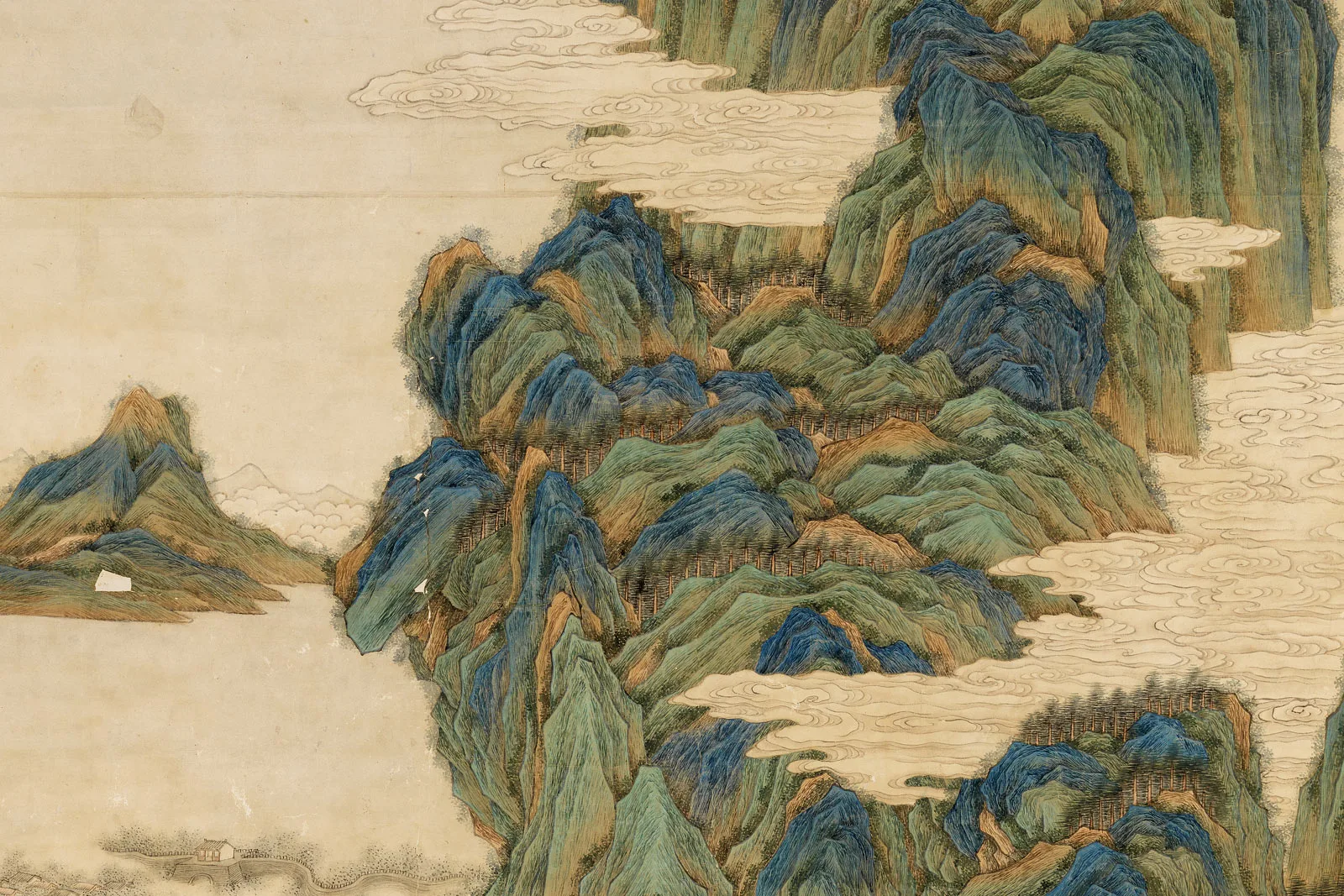 清王炳《仿赵伯驹春山图》局部 (3)