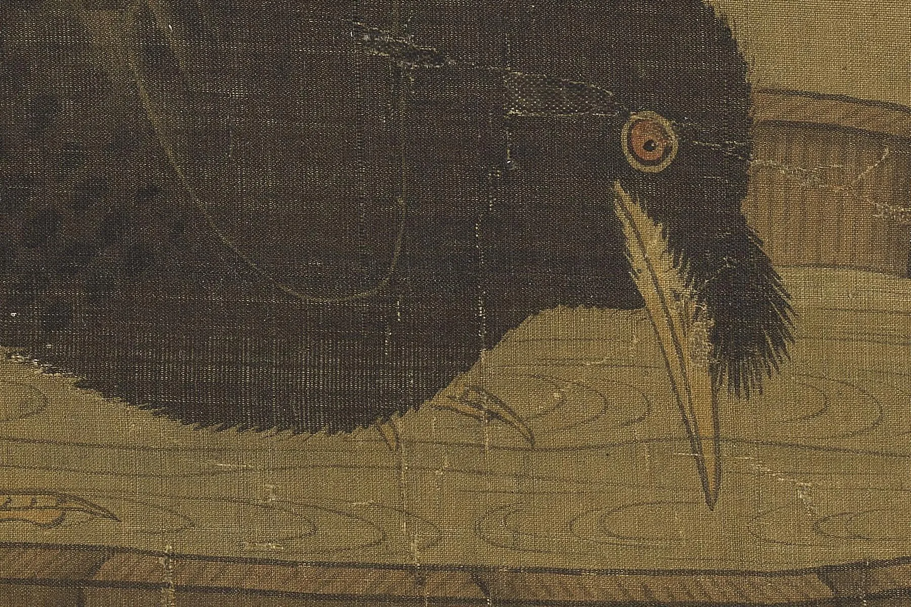 宋李迪禽浴图高清局部 (1)