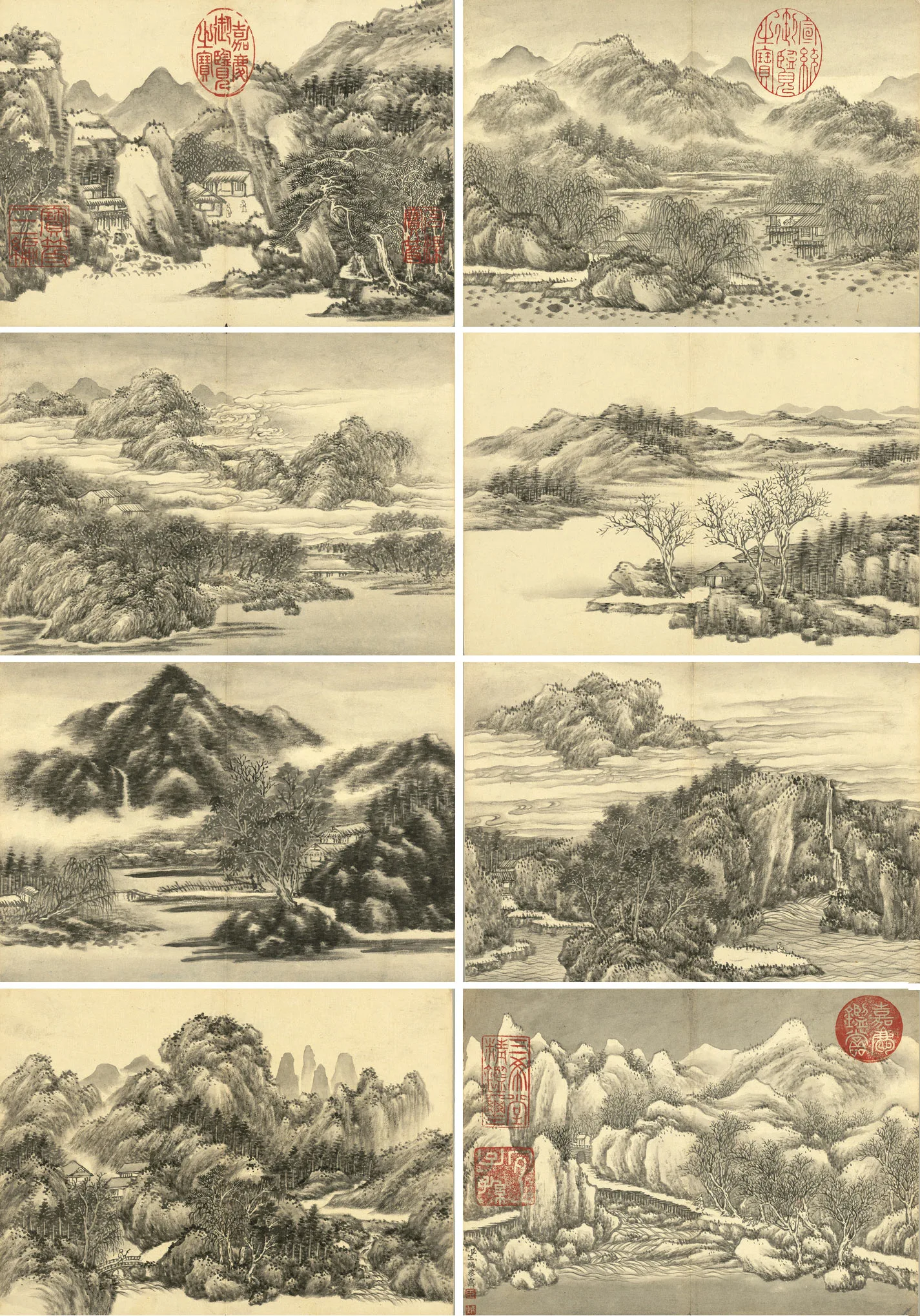 王炳水墨画山水册