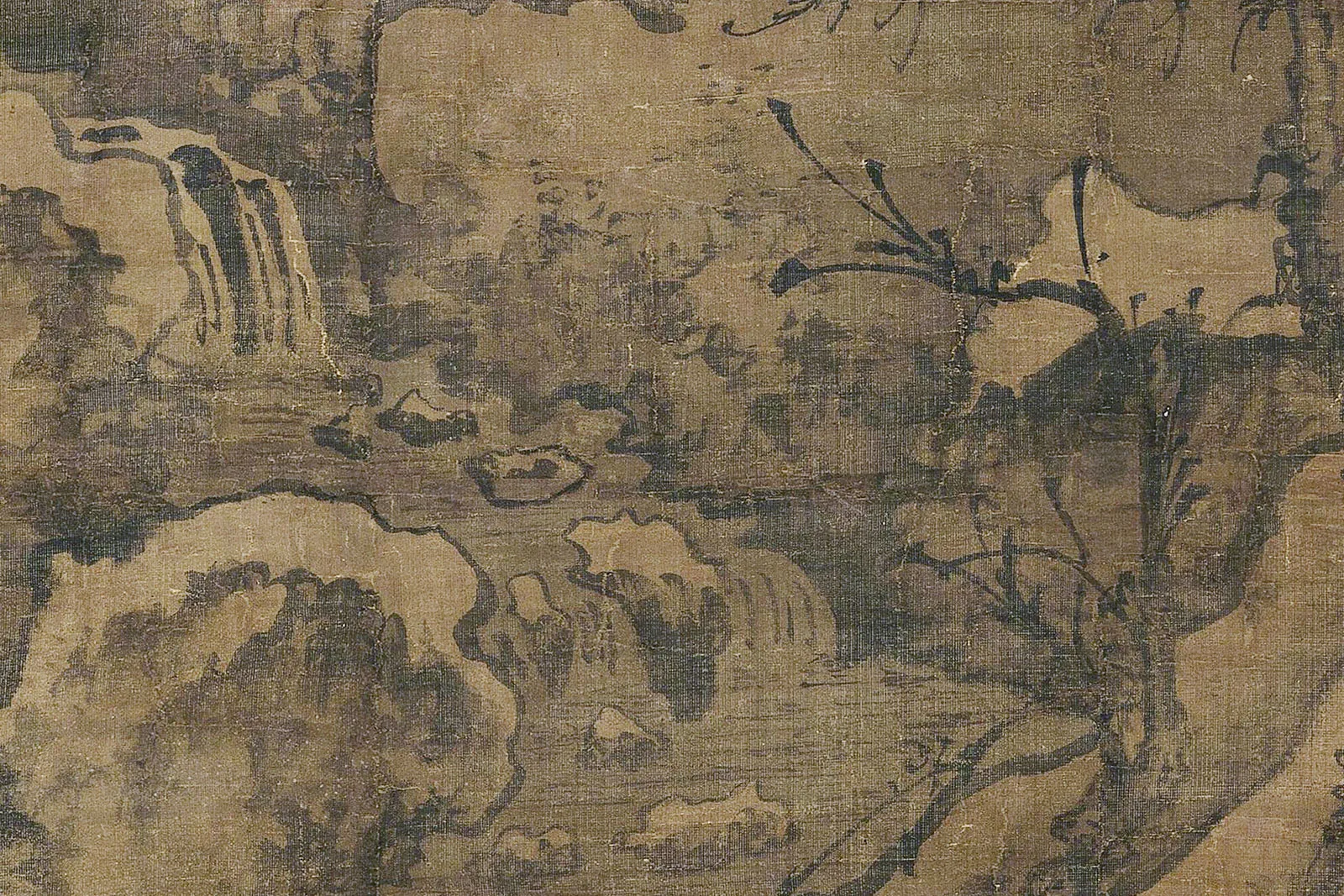 传宋李成《寒江钓艇图》局部 (2)