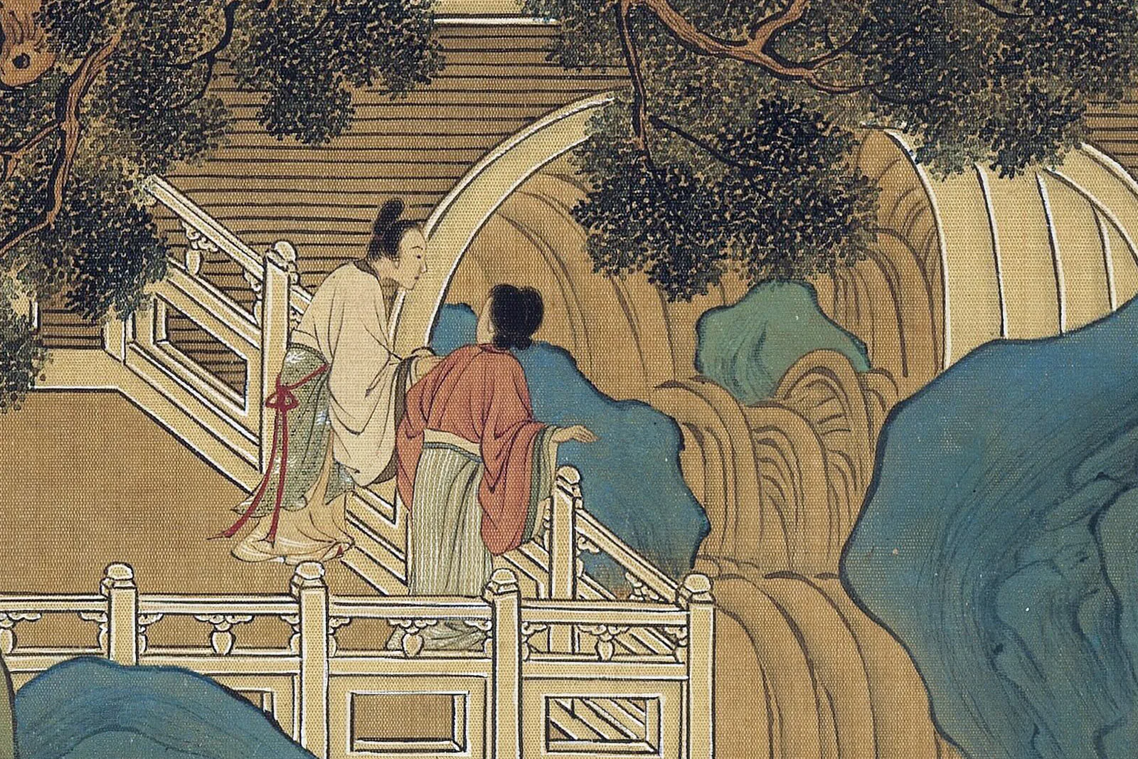 传南宋赵伯驹《仙山楼阁图》超高清大图局部 (5)