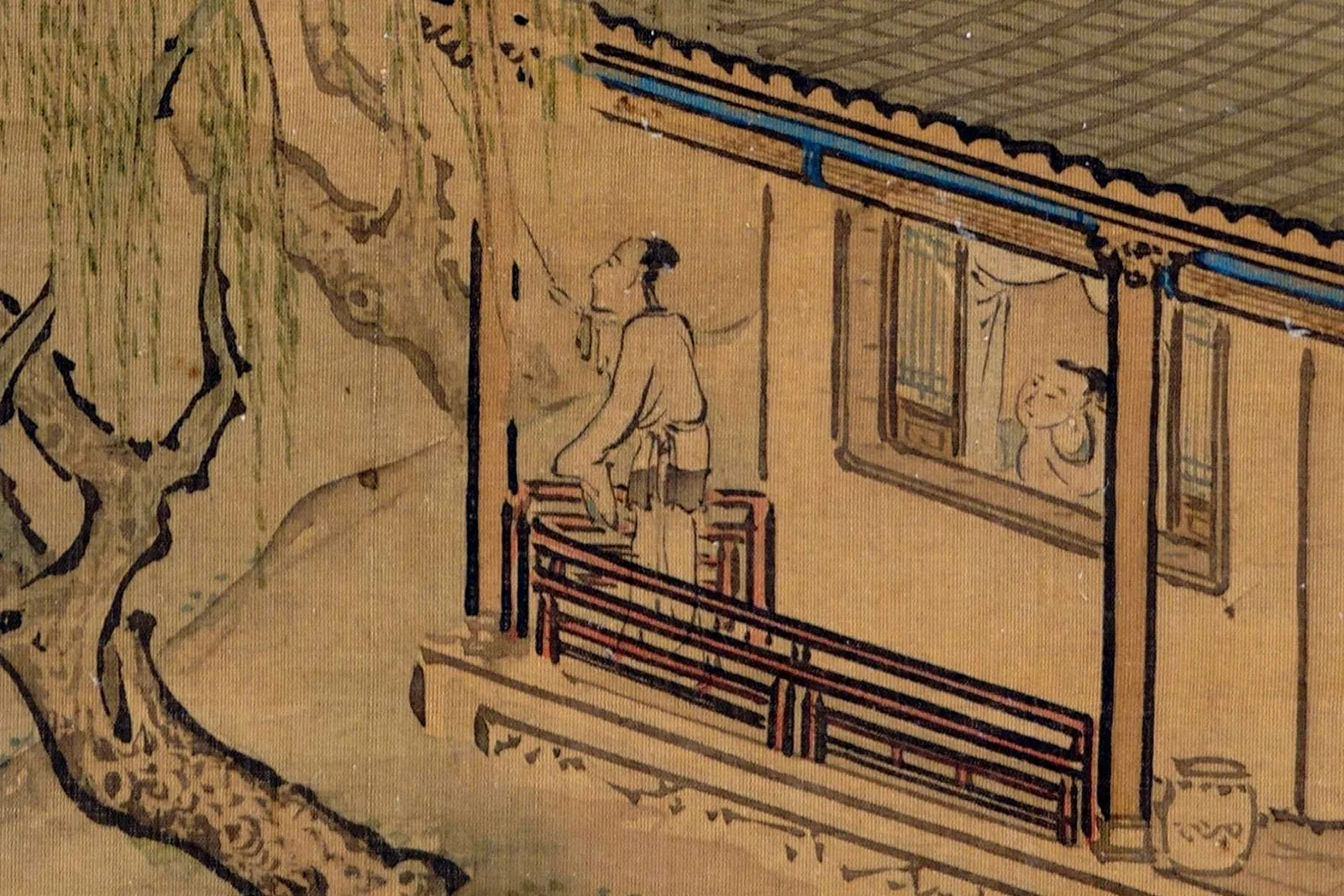 袁耀《拟唐人诗意图·春怨》局部 (1)