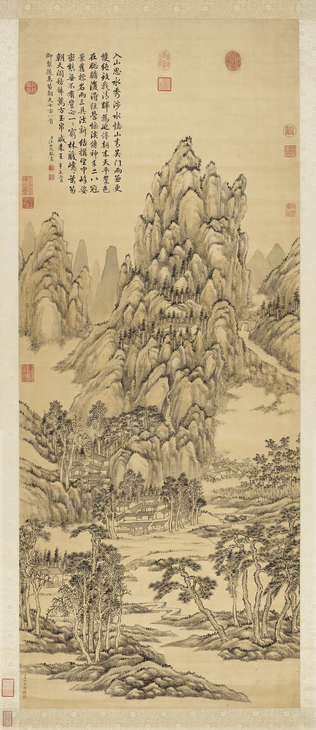 清王炳山水画《画天平山景图》轴