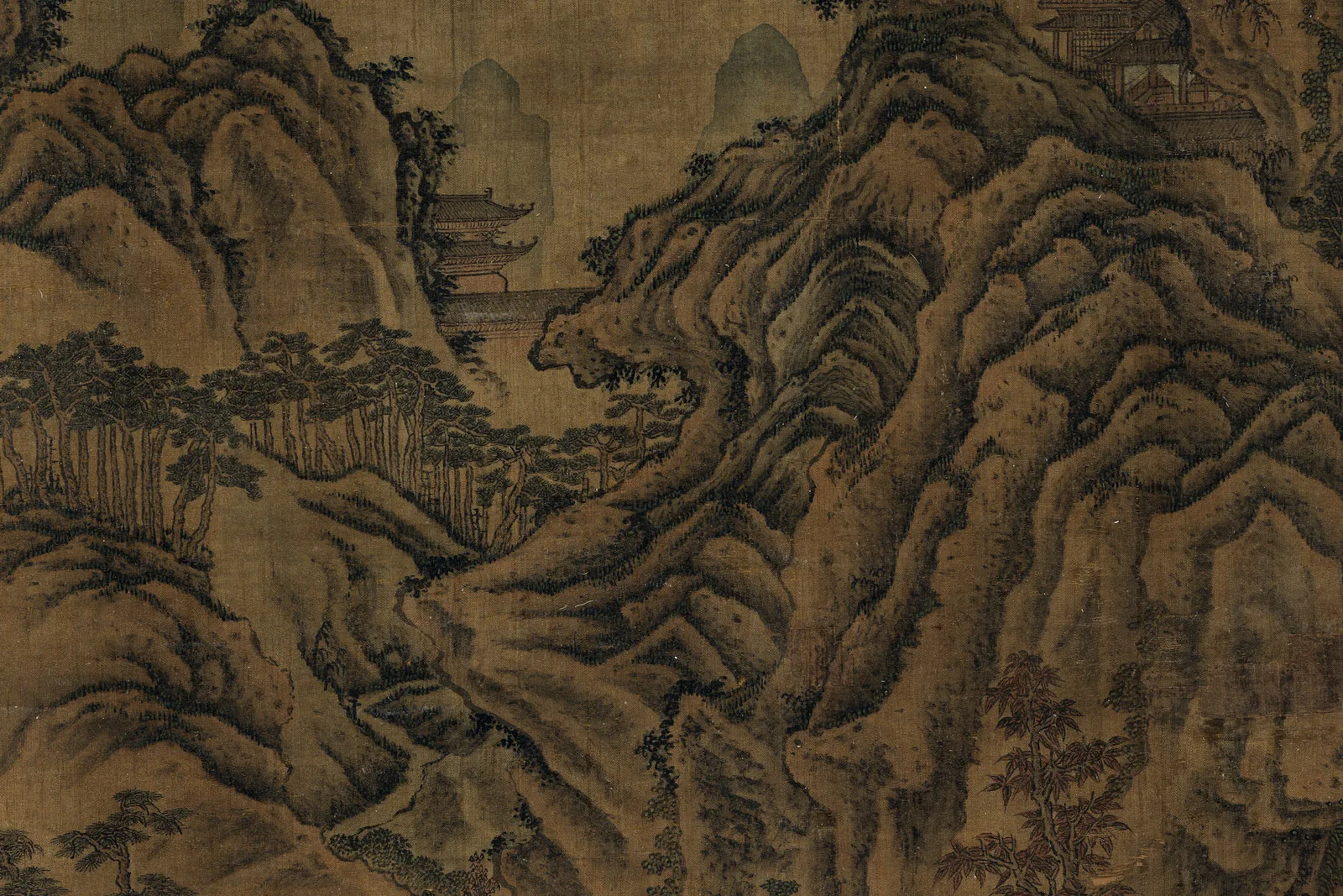 传宋李成山水人物《秋山渔艇图》局部 (2)