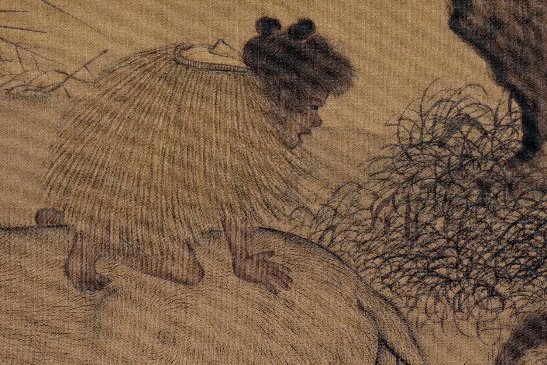 宋李迪《风雨归牧图》高清大图局部 (6)