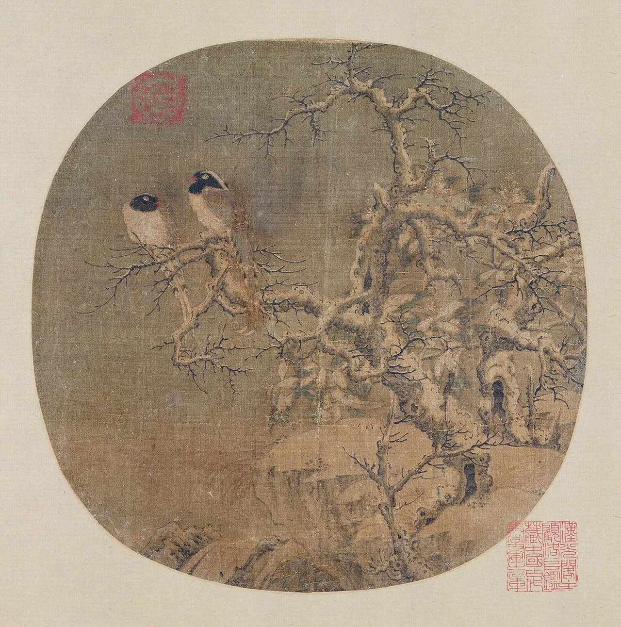 传李迪《幽禽寒林图》页