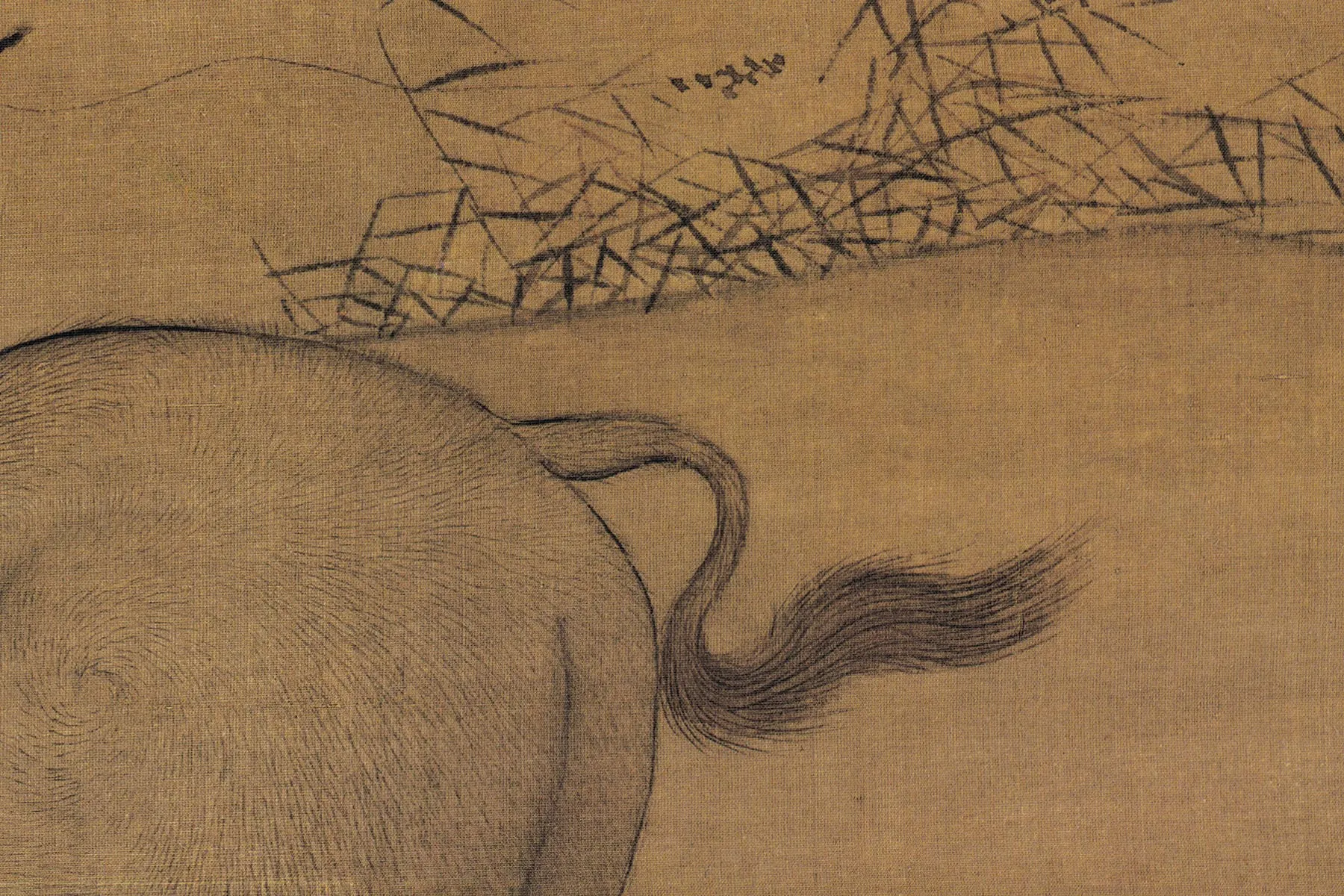 宋李迪《风雨归牧图》高清大图局部 (4)