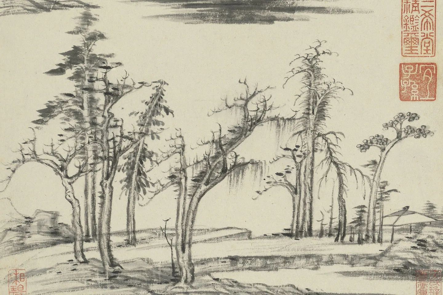 王鉴仿古山水画十帧册局部 (11)