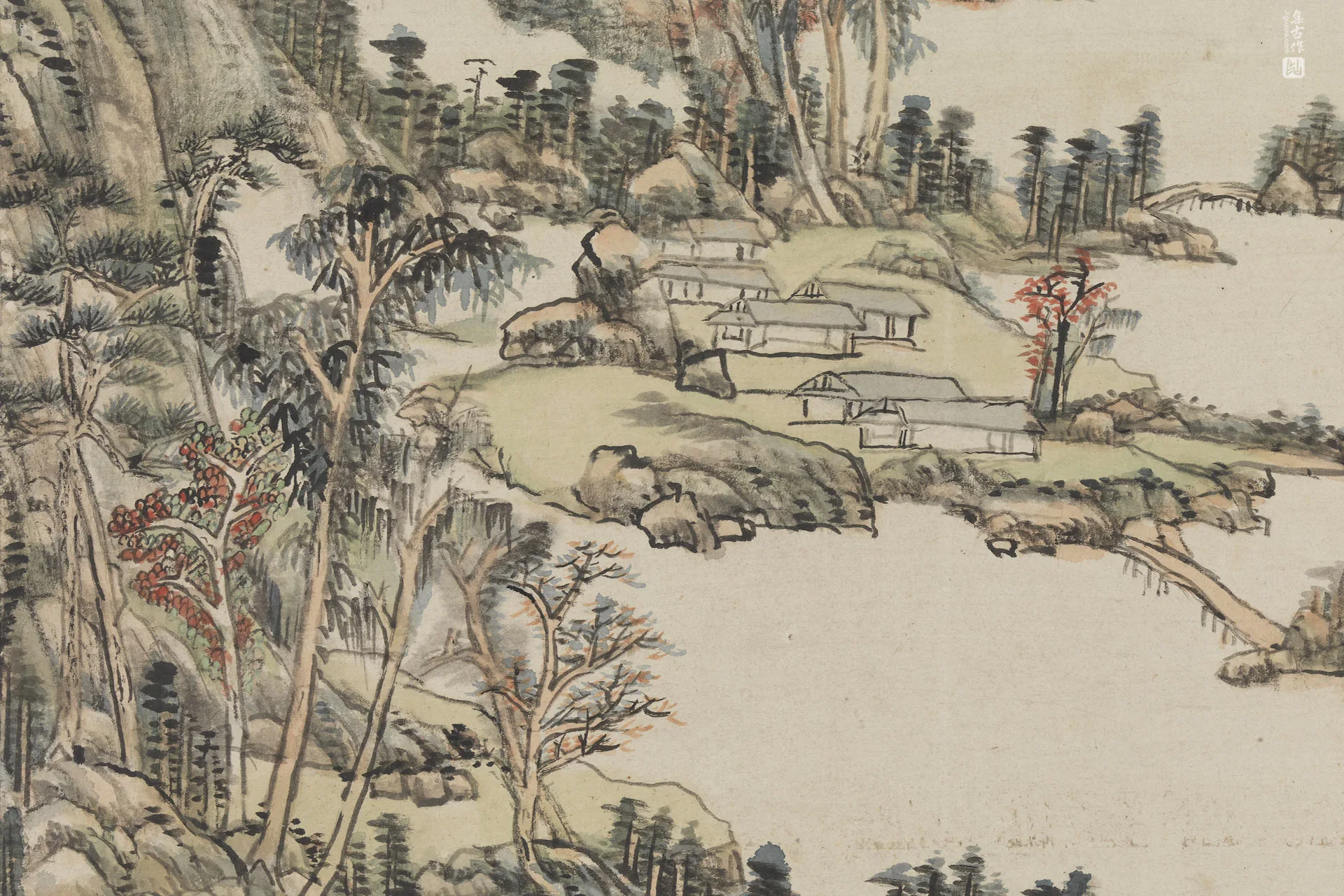 王原祁仿黄公望秋山图局部 (3)