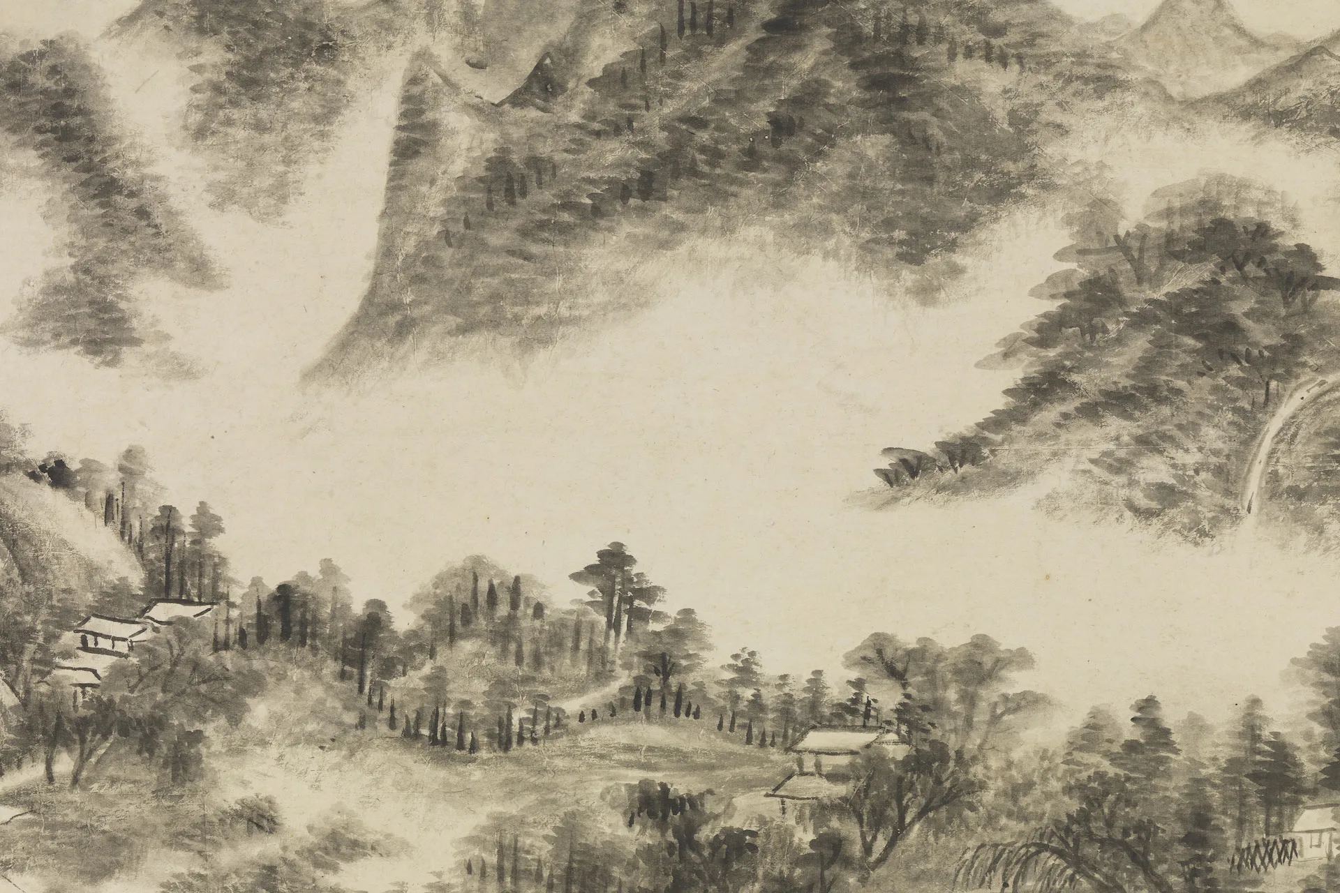 王原祁水墨山水仿米芾云山图局部 (2)