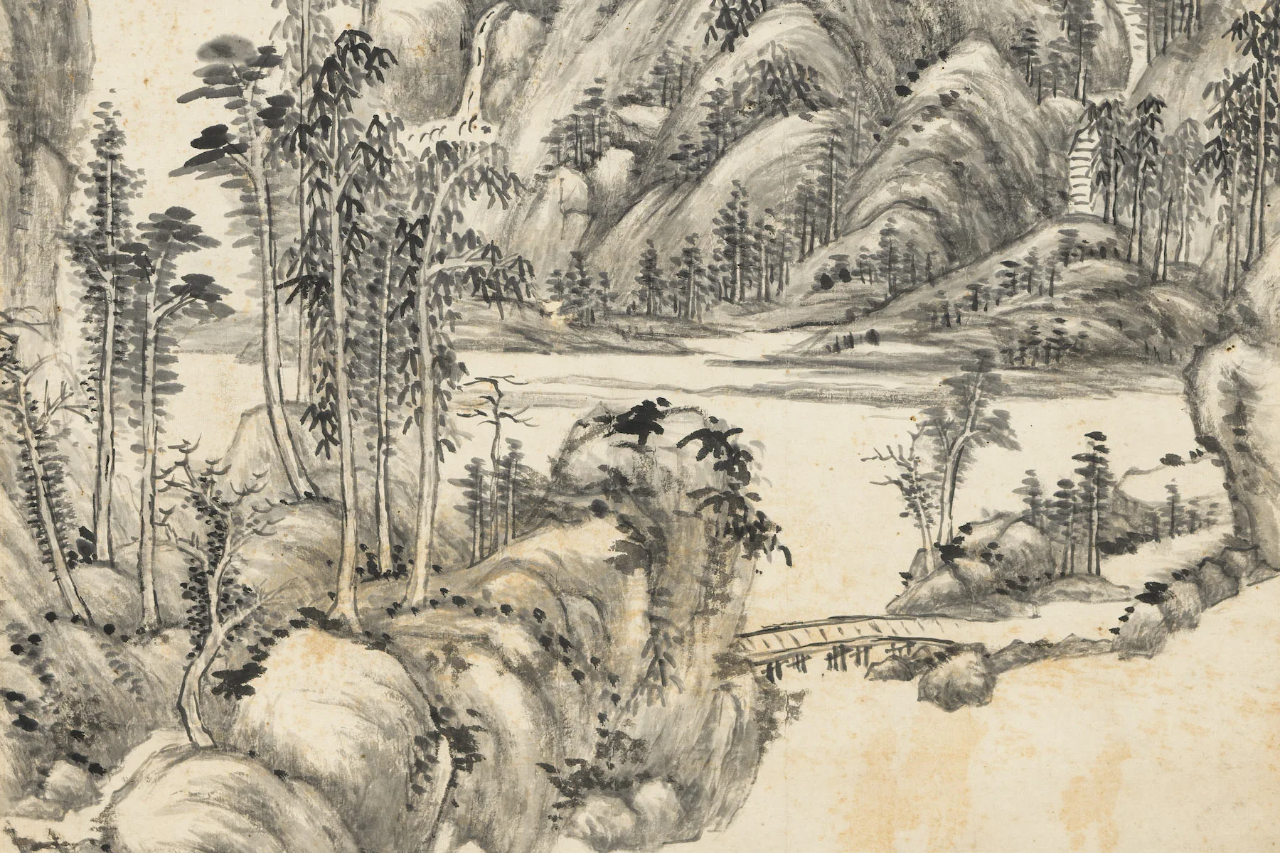 王原祁《秋山晴霁图》局部 (2)