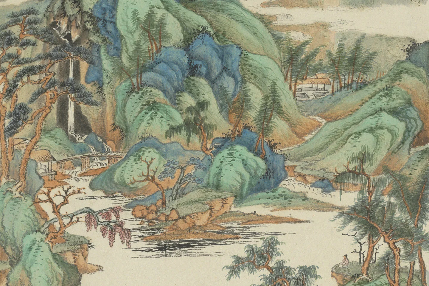 王鉴仿古山水画十帧册局部 (5)