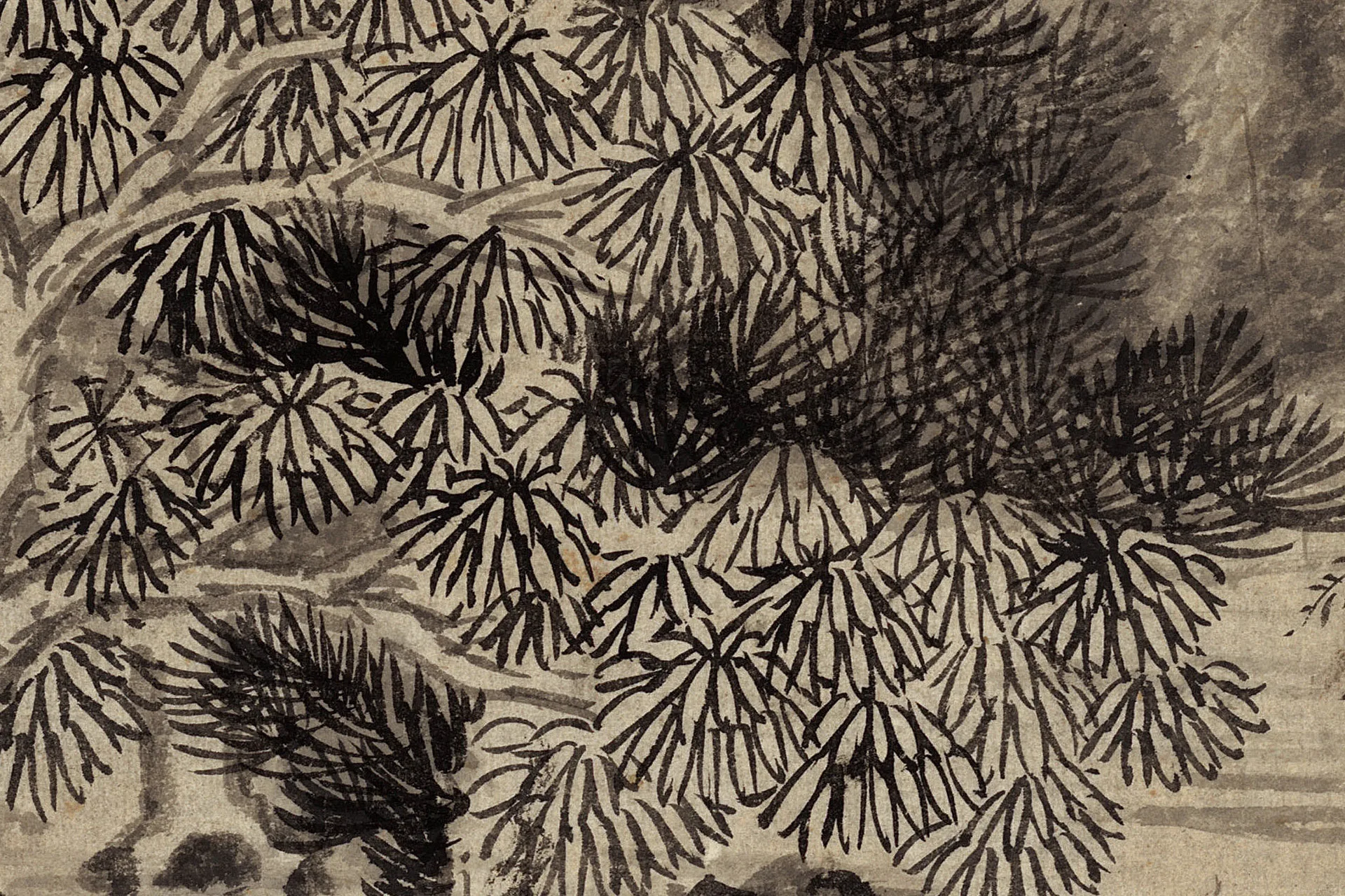 清王鉴《仿范宽山水图》高清局部 (3)