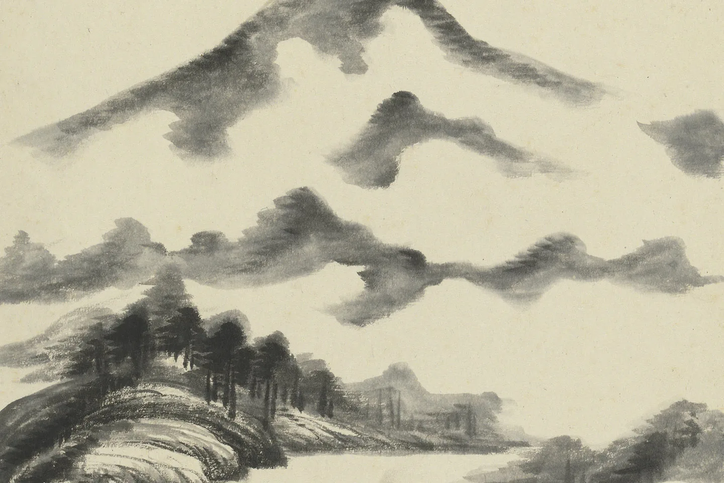 王鉴仿古山水画十帧册局部 (3)