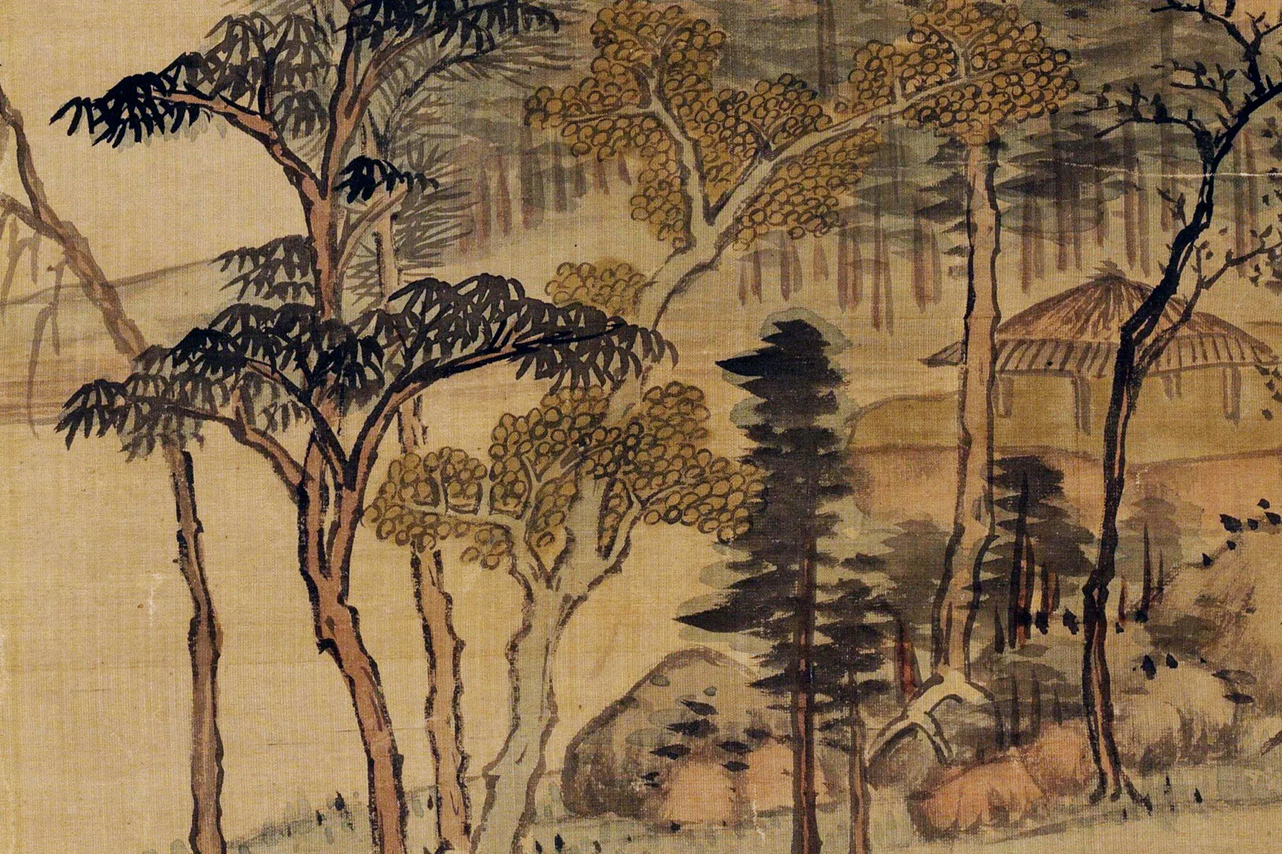 王鉴山水画《仿黄子久秋山图》局部 (1)