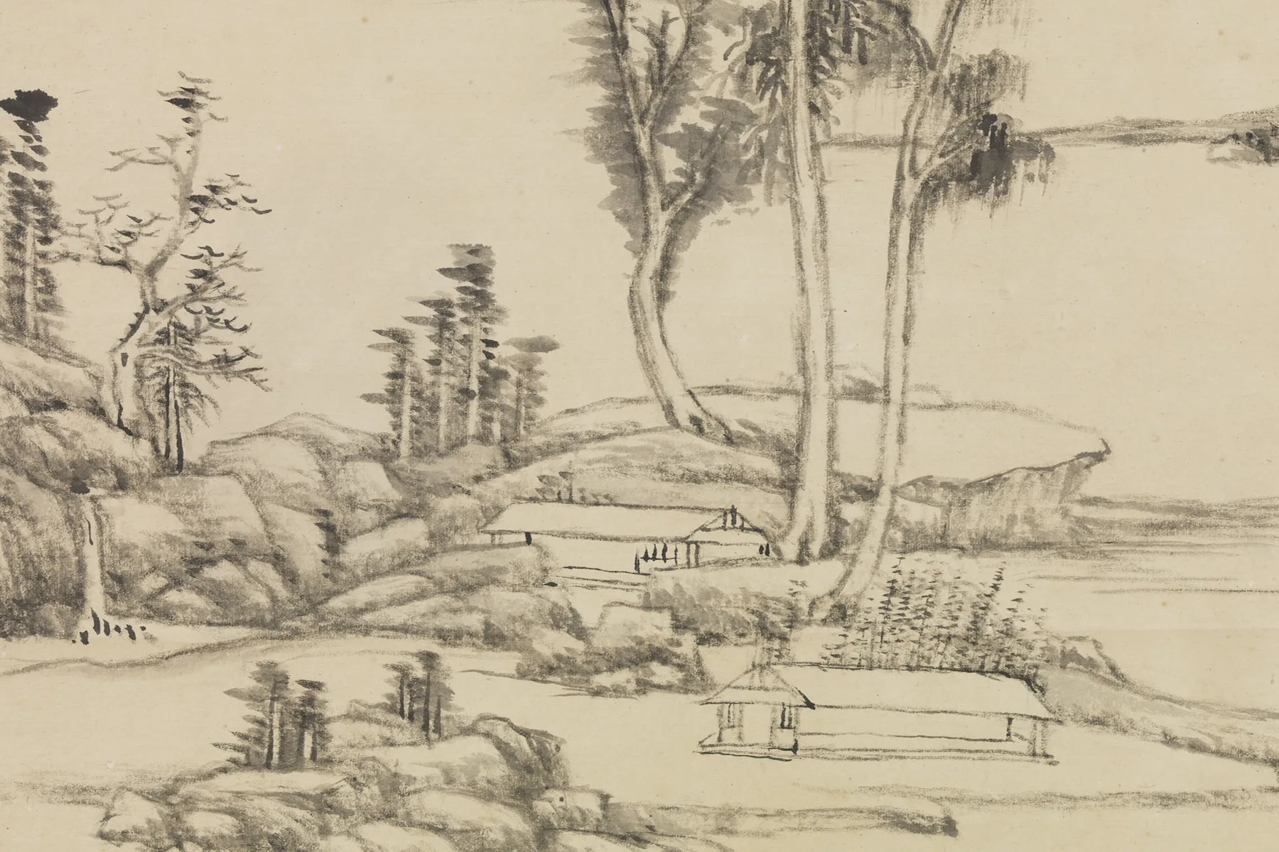 王原祁仿倪瓒笔意局部 (1)