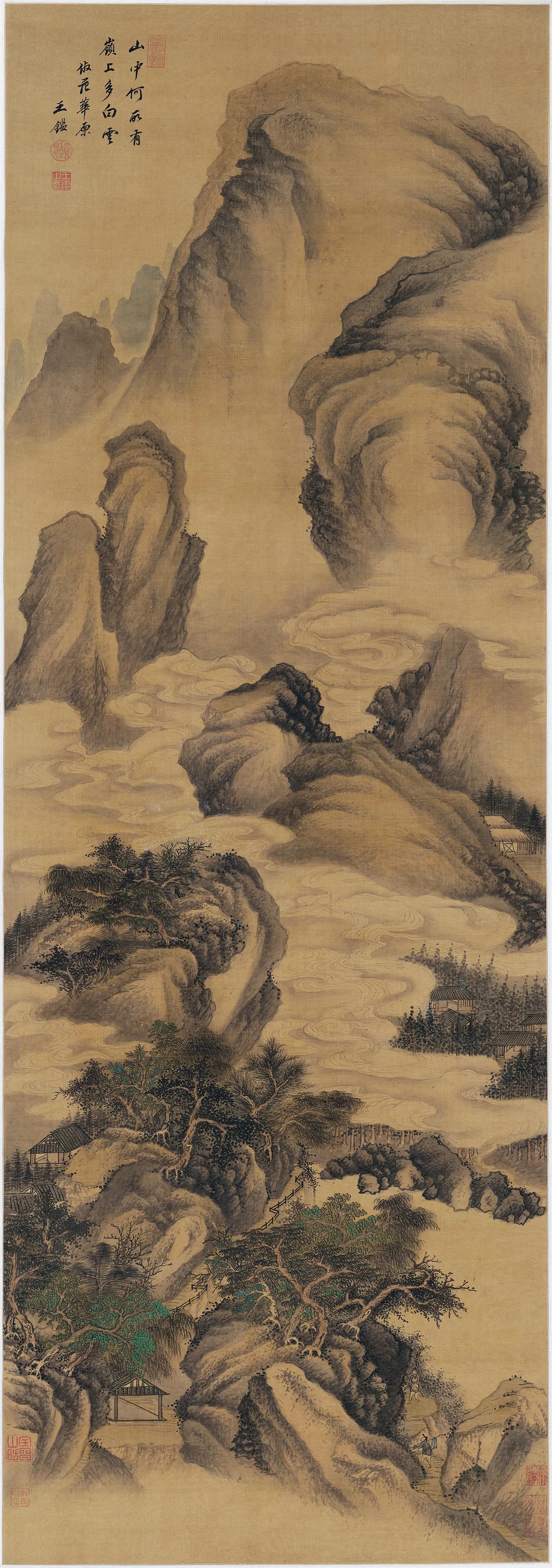 王鉴山水画《岭上白云图》