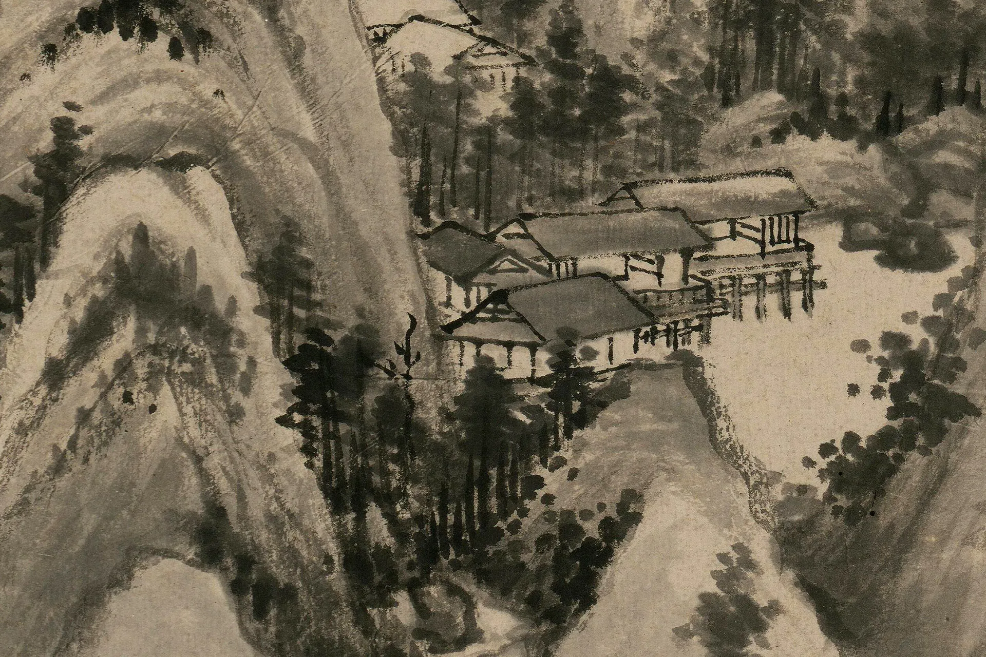 王鉴《仿梅道人溪亭山色图》局部 (3)