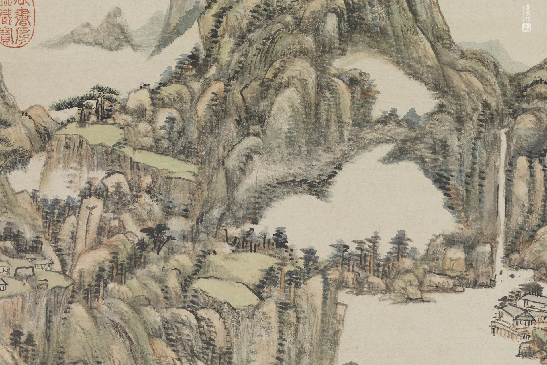 王原祁仿黄公望秋山图局部 (2)