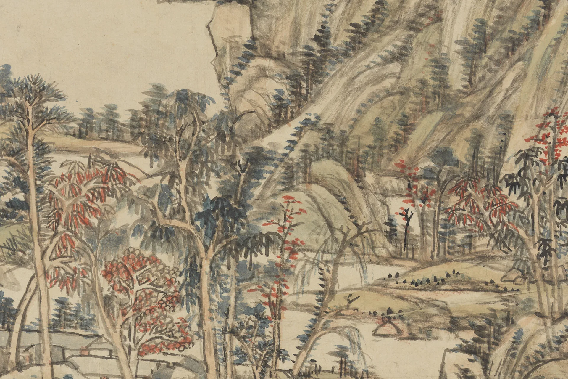 王原祁山水《秋山图》局部 (3)