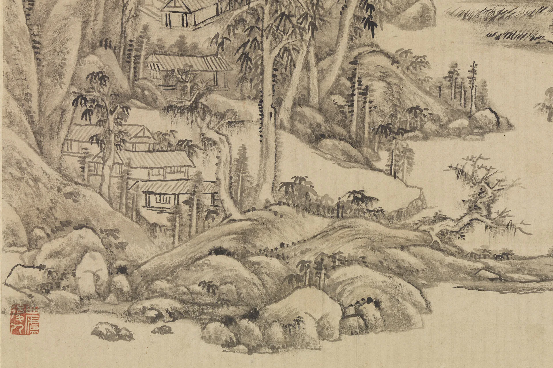 王原祁仿北宋人山水局部 (1)