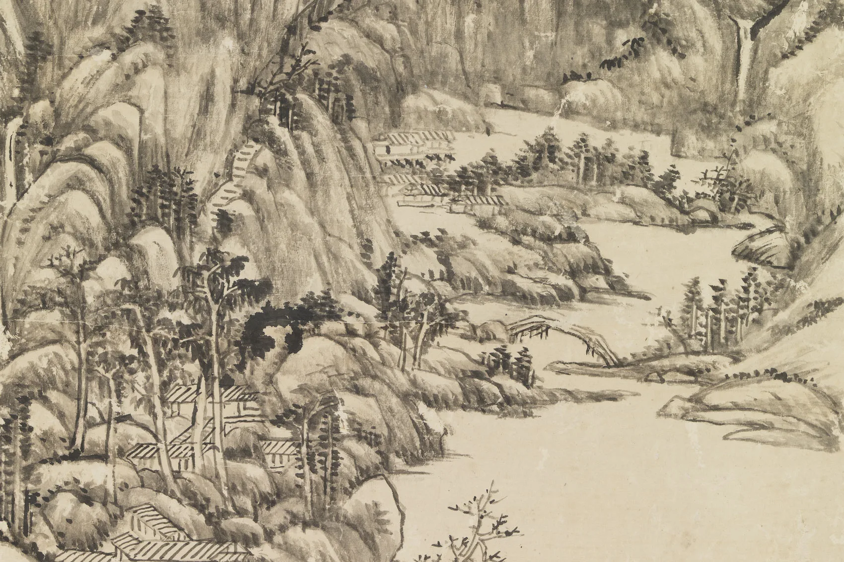 王原祁仿黄鹤山樵(王蒙)山水画笔意局部 (2)