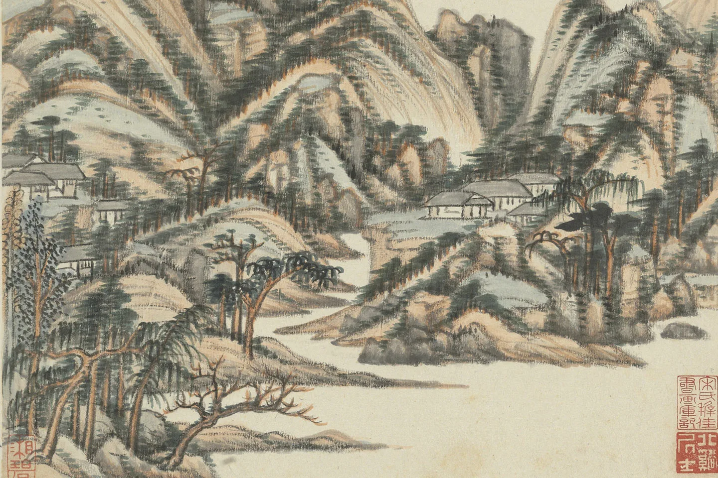 王鉴仿古山水画十帧册局部 (8)