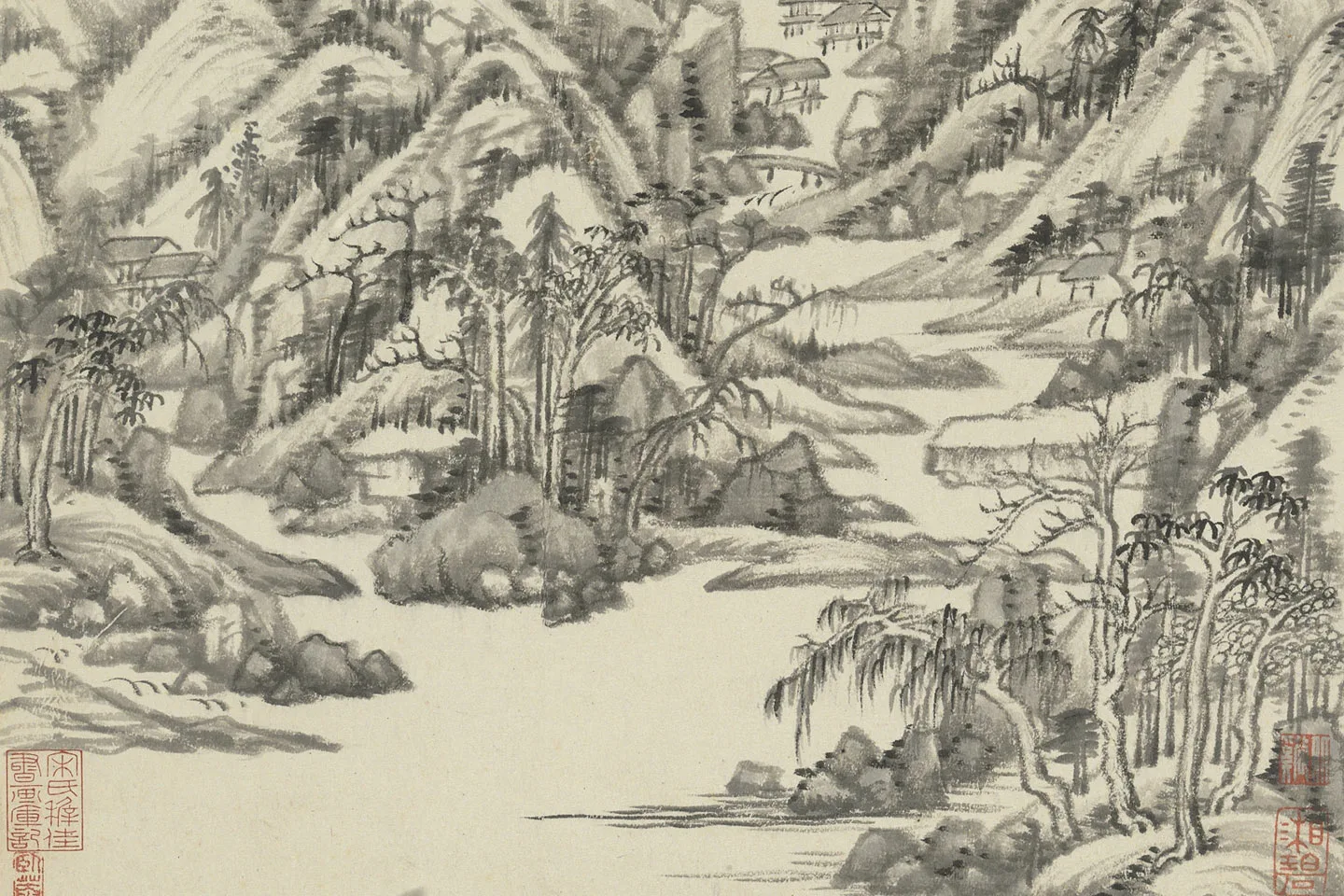 王鉴仿古山水画十帧册局部 (4)