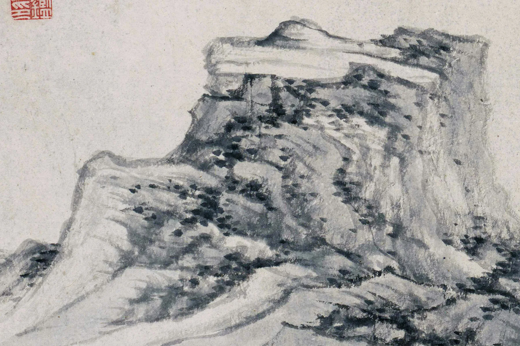 王鉴水墨山水《仿倪云林溪亭山色图》局部 (3)