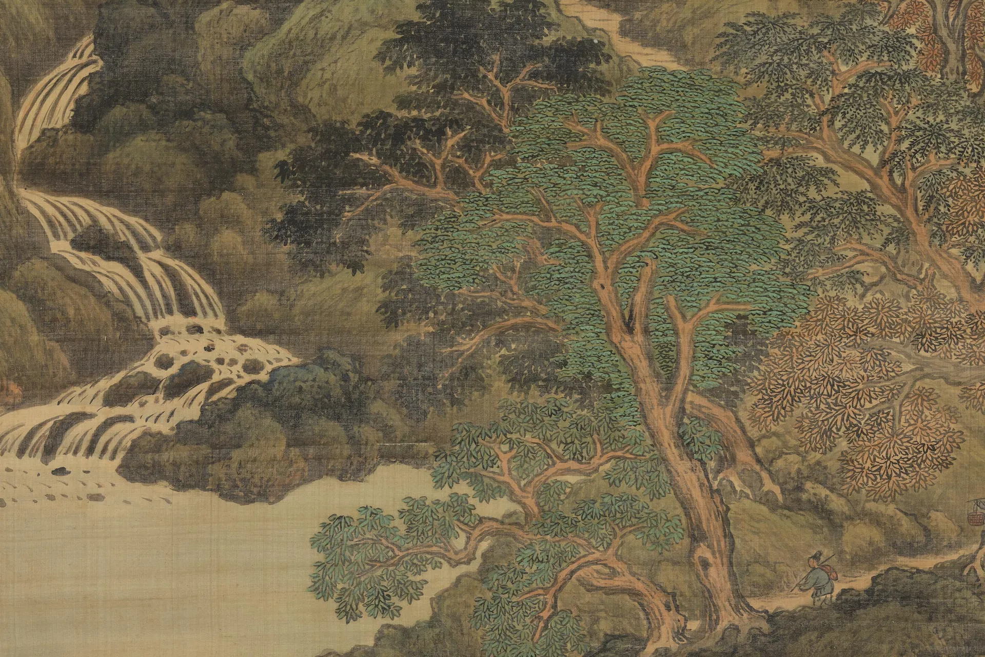 清王鉴山水画《溪山深秀图》局部 (4)