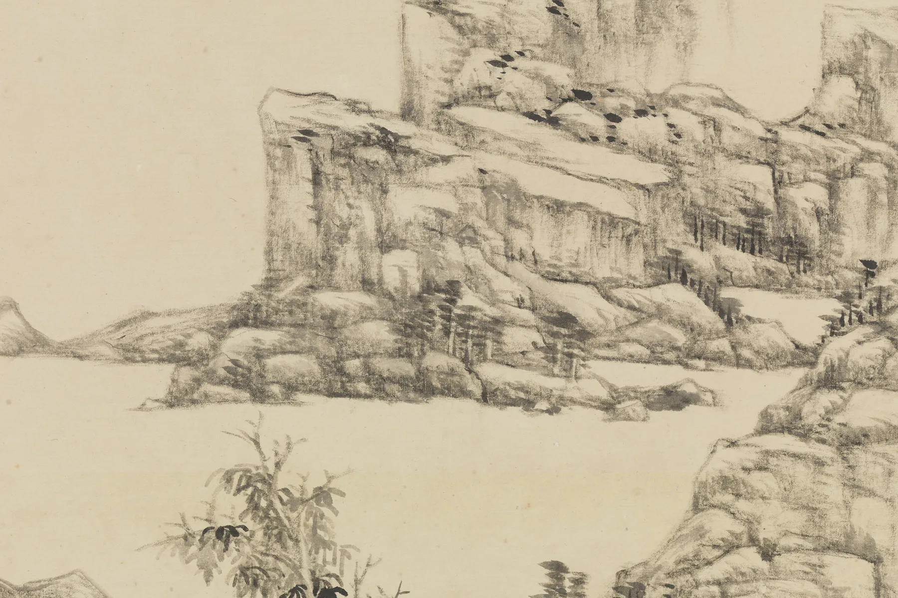 王原祁仿倪瓒笔意局部 (2)