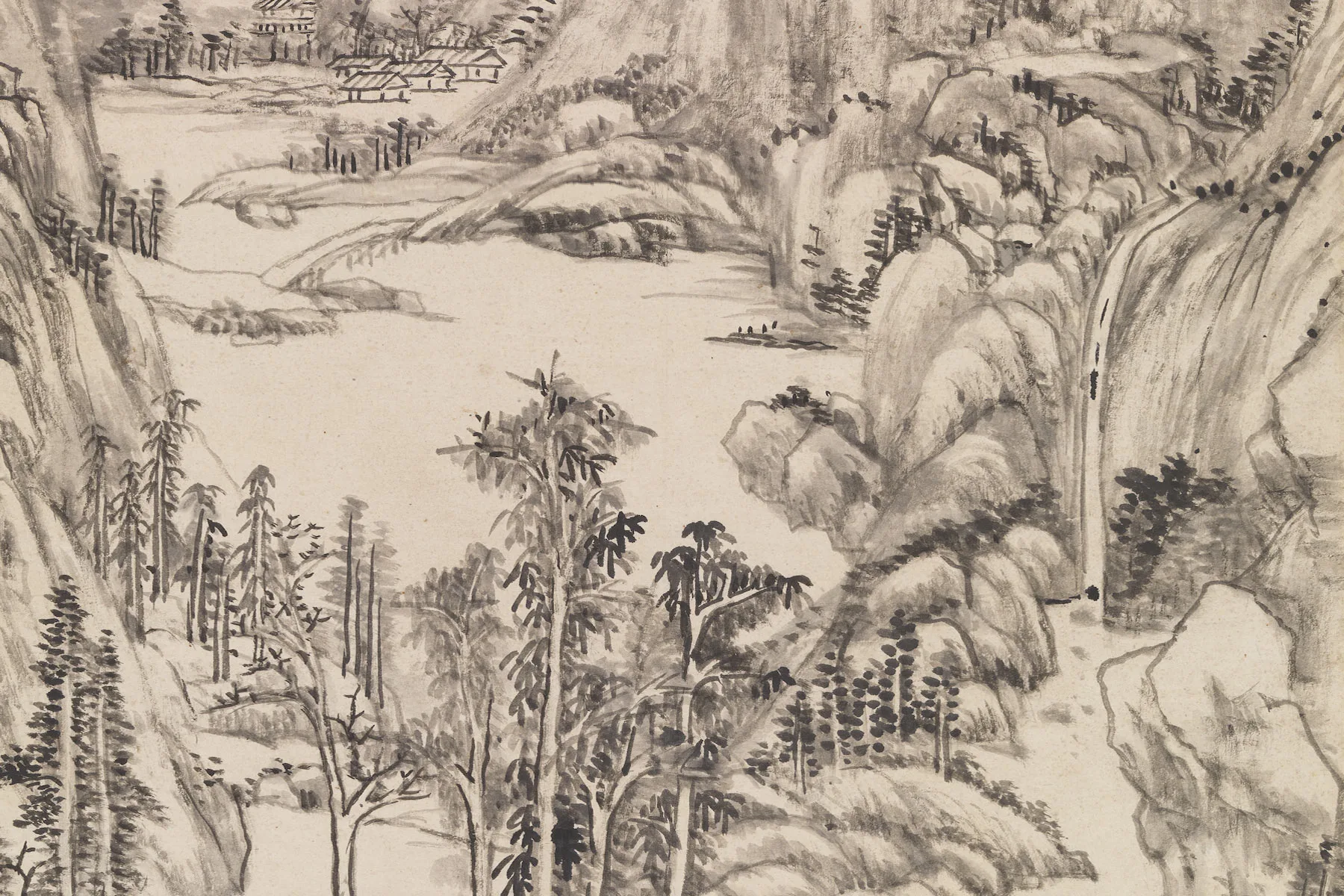 王原祁仿吴镇山水局部 (2)