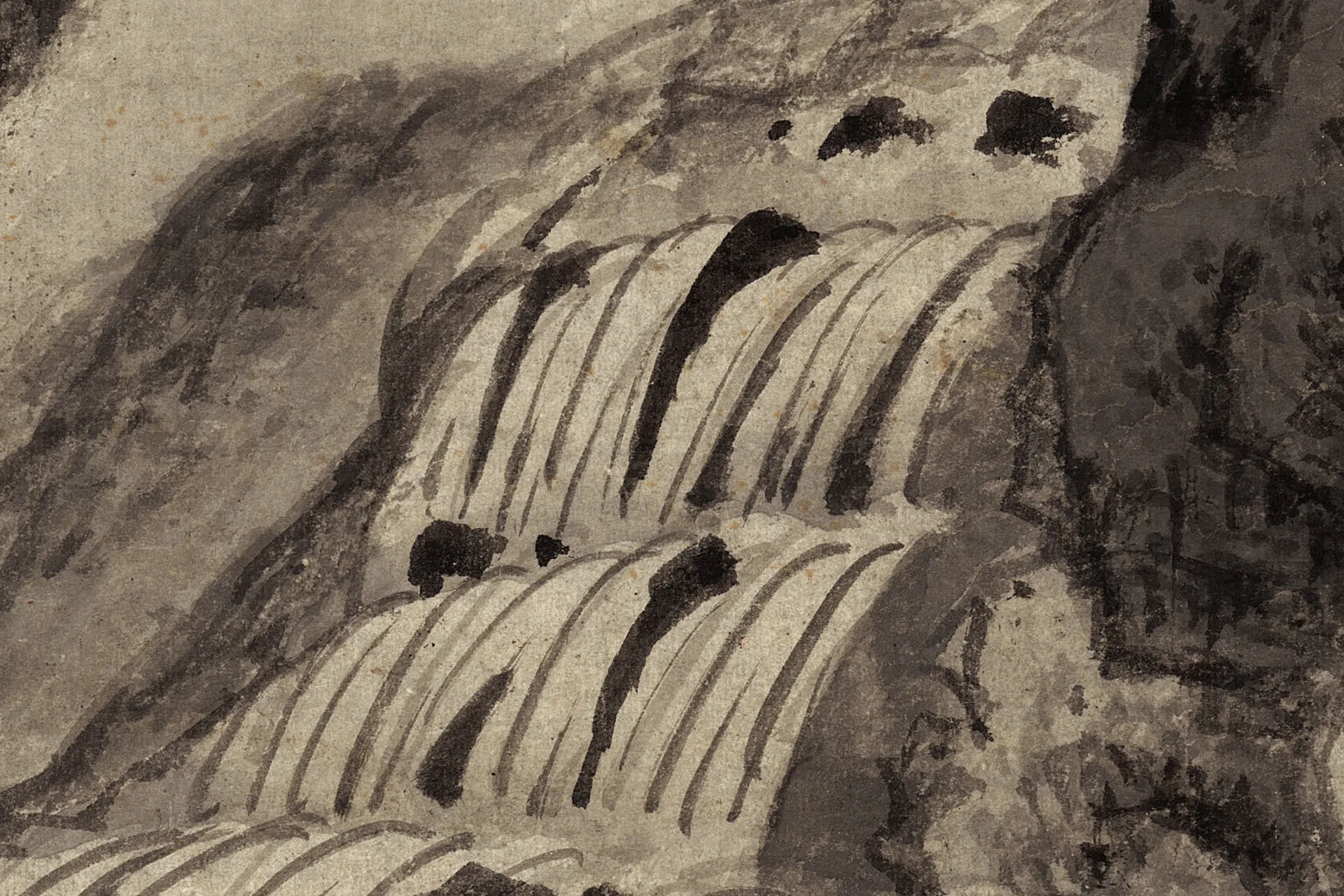 清王鉴《仿范宽山水图》高清局部 (1)