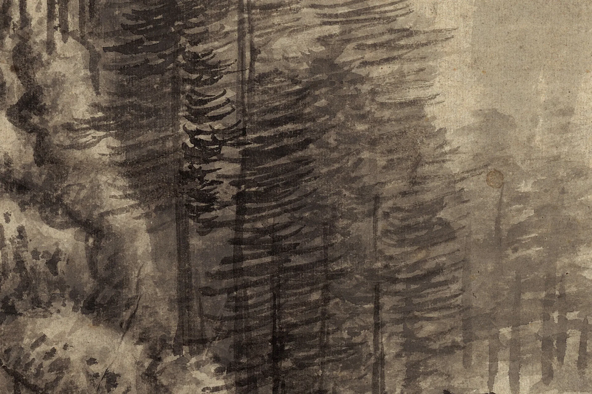 清王鉴《仿范宽山水图》高清局部 (8)