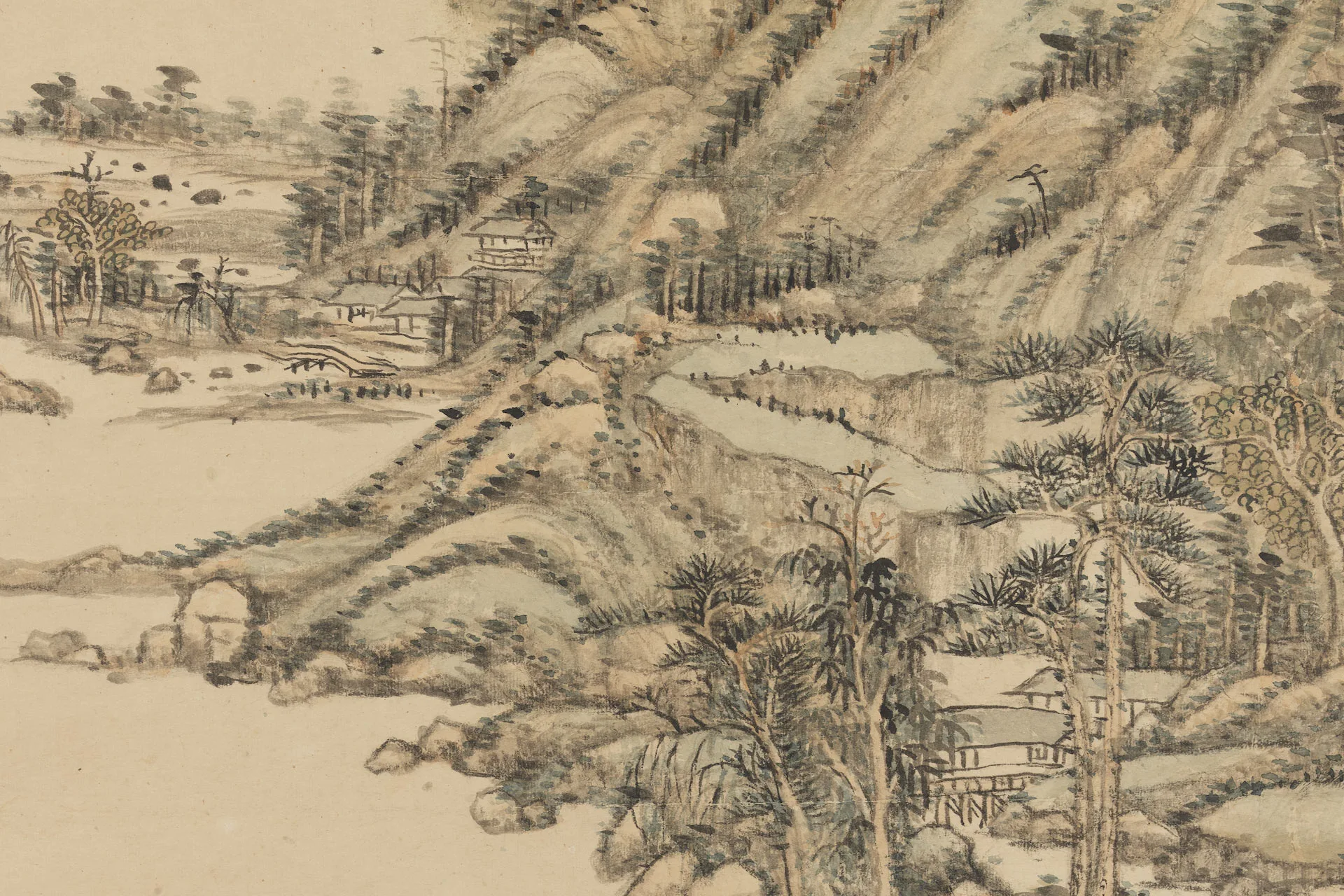 王原祁山水画画中有诗图局部 (2)