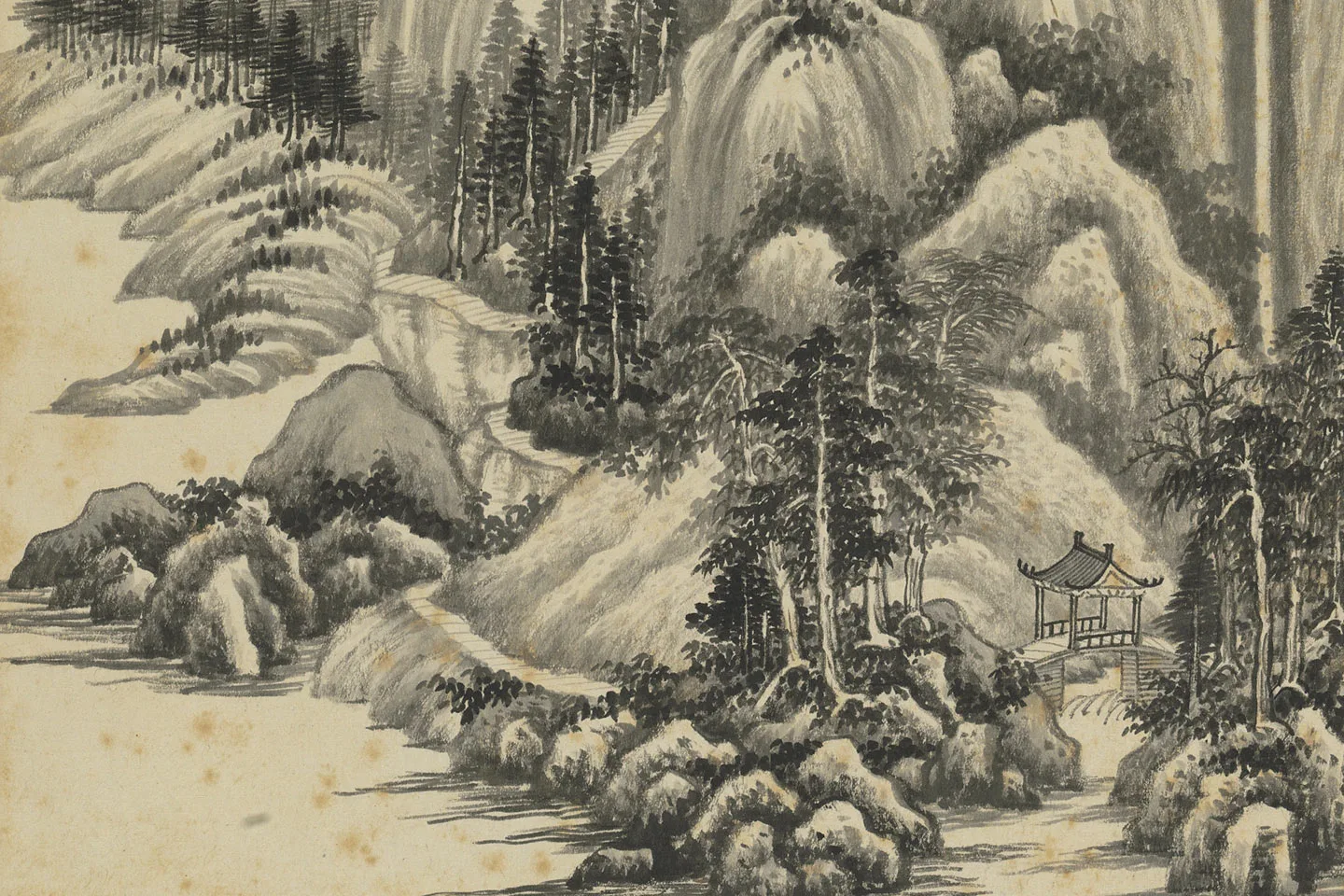 清王鉴(仲秋)癸卯仿古山水十帧册局部 (8)