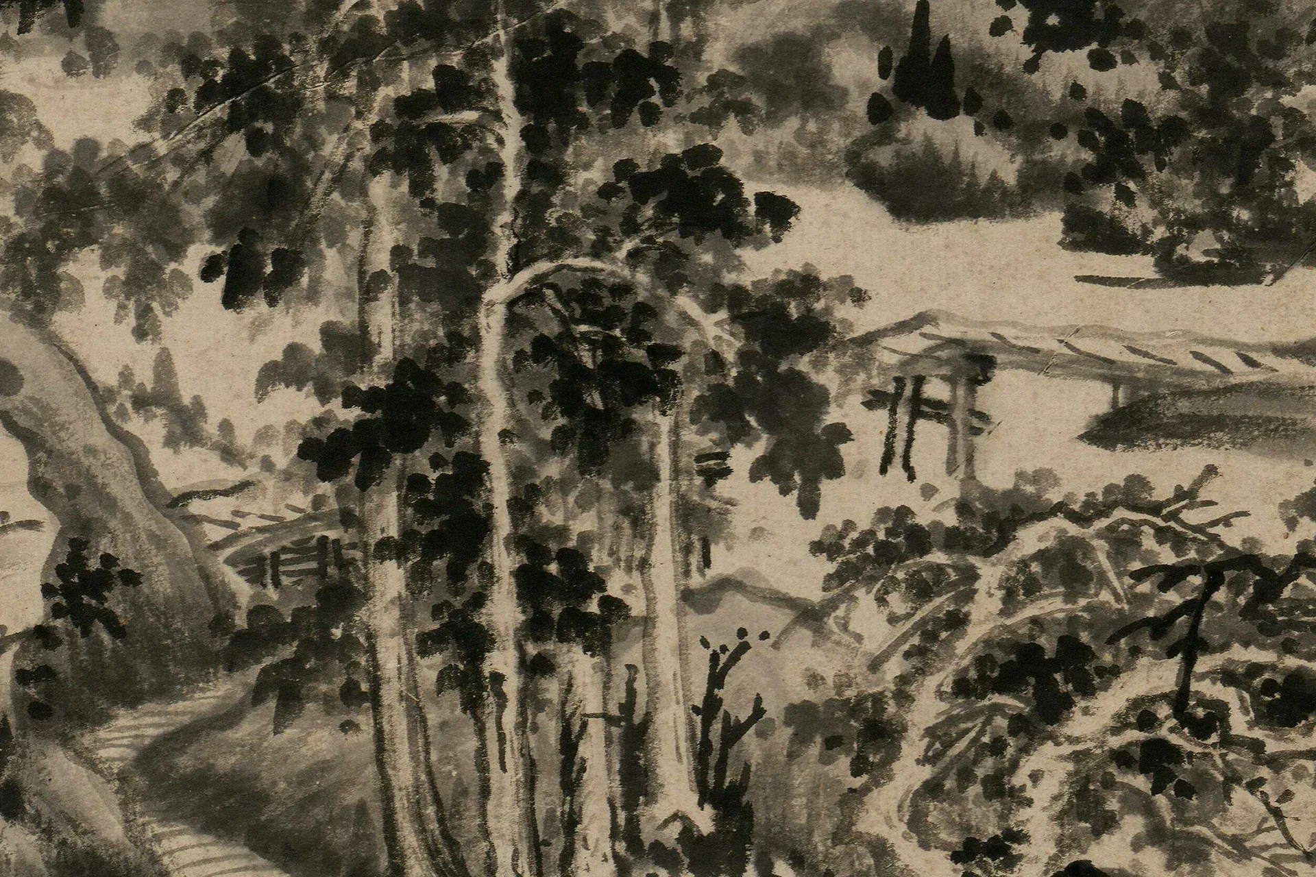 王鉴《仿梅道人溪亭山色图》局部 (2)