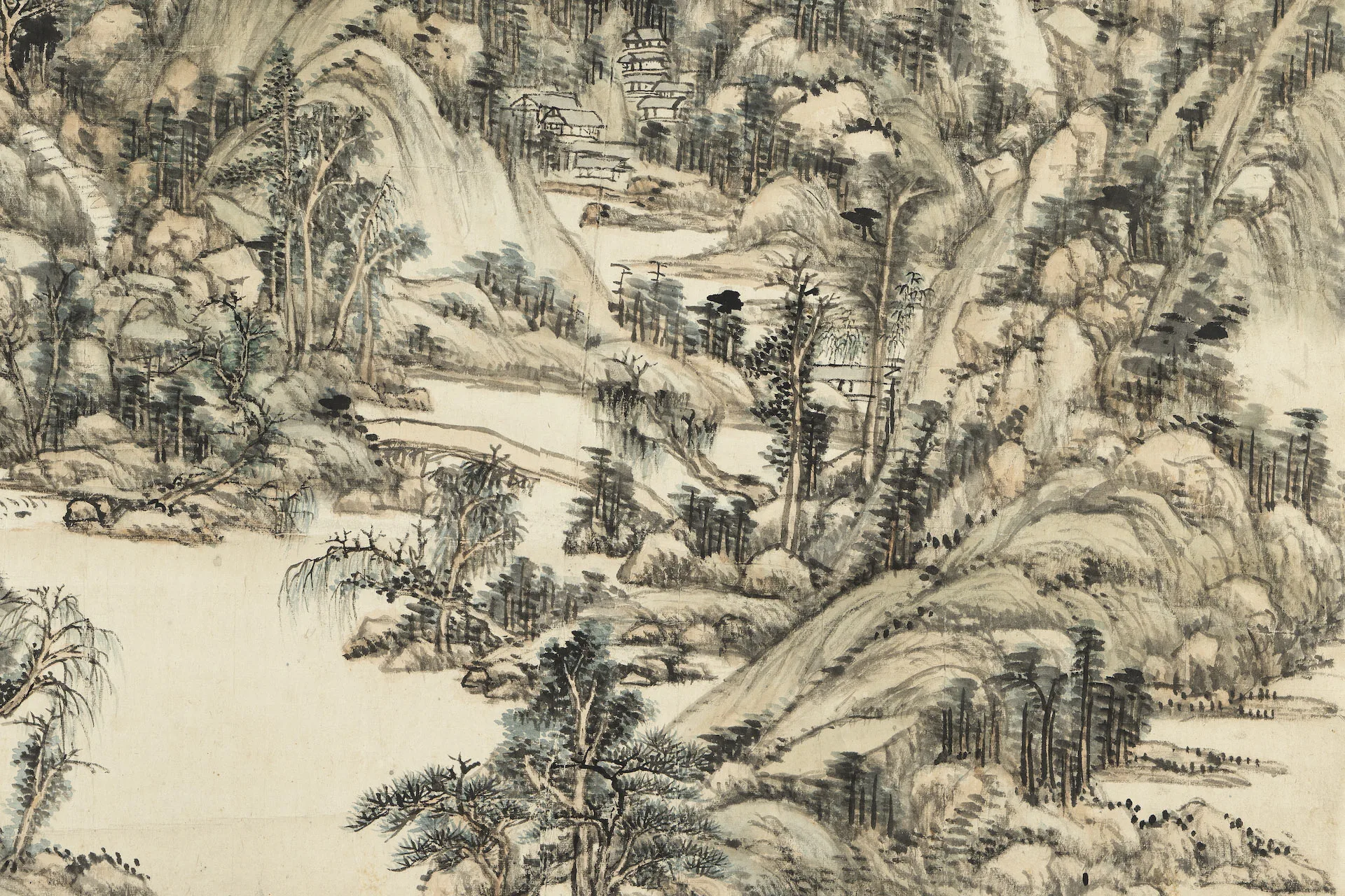 王原祁《仿黄公望山水》局部 (1)