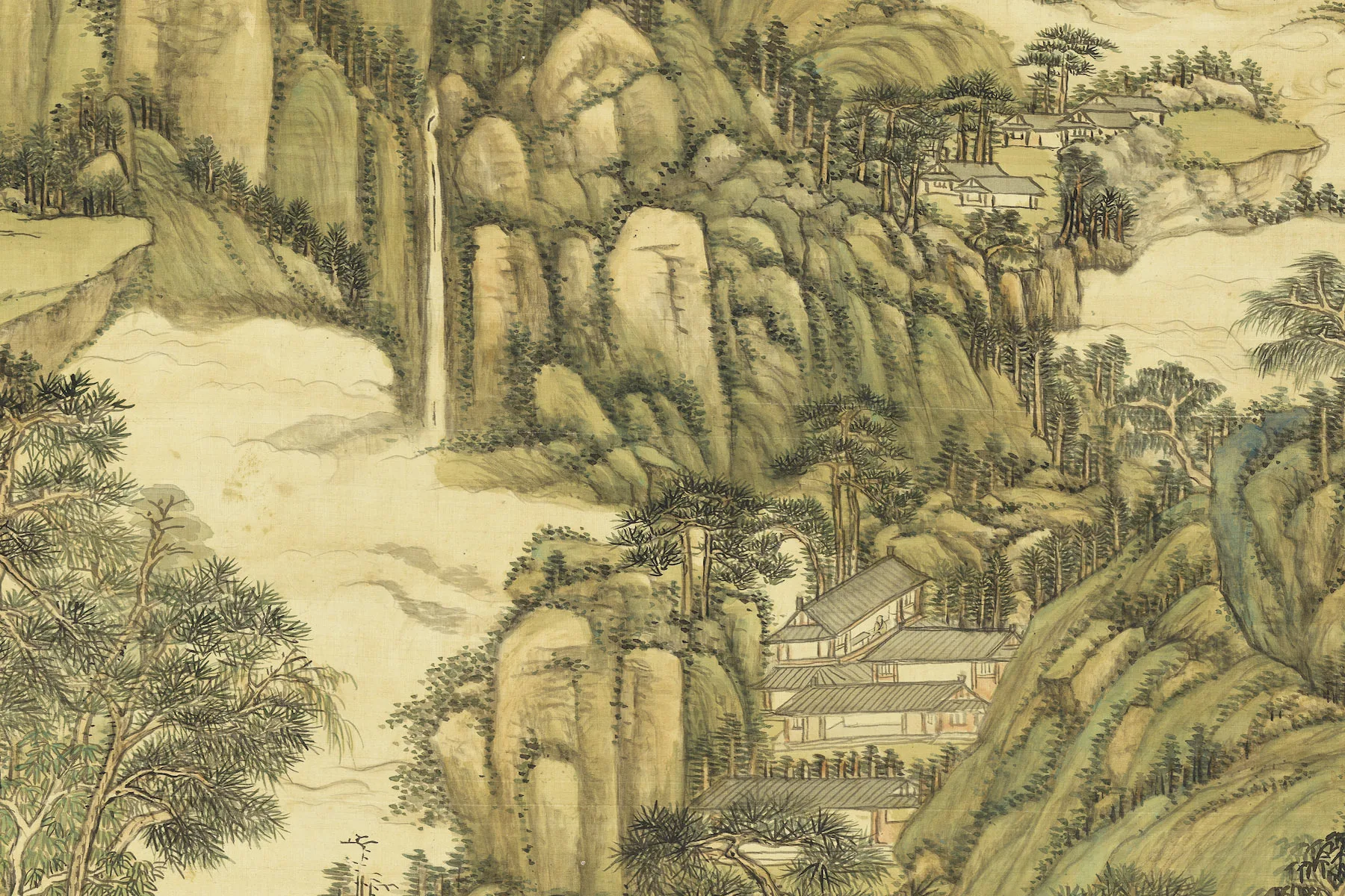 王原祁仿赵孟頫仙山楼阁图局部 (2)