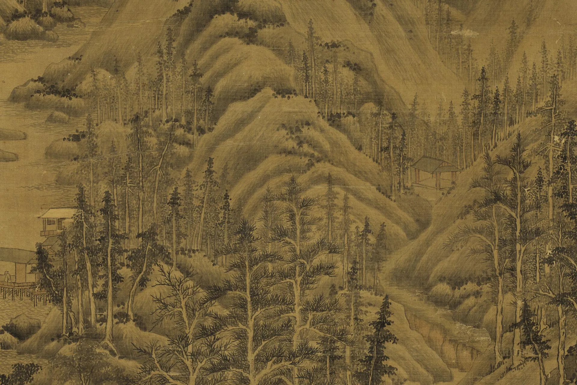 清王鉴山水画《仿巨然山水》局部 (3)