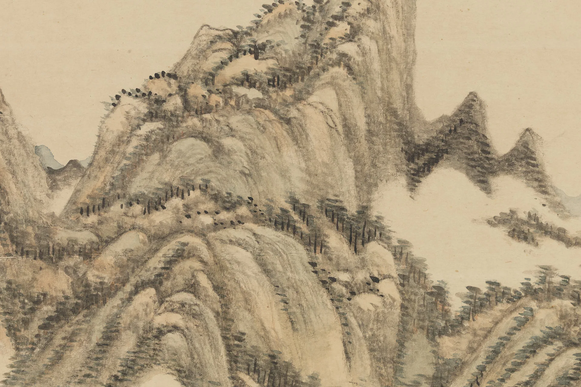 王原祁山水画画中有诗图局部 (3)