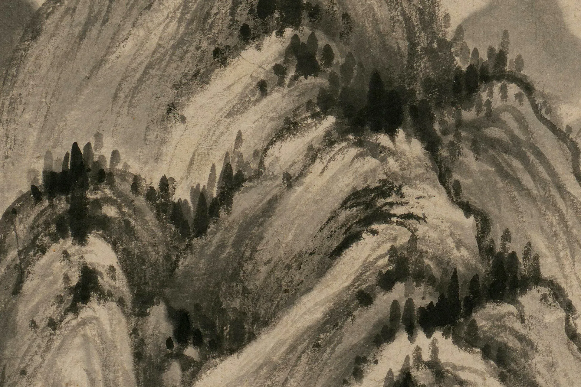 王鉴《仿梅道人溪亭山色图》局部 (5)