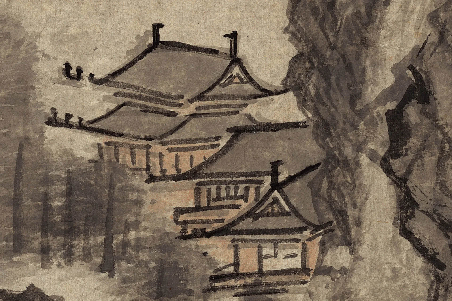 清王鉴《仿范宽山水图》高清局部 (7)