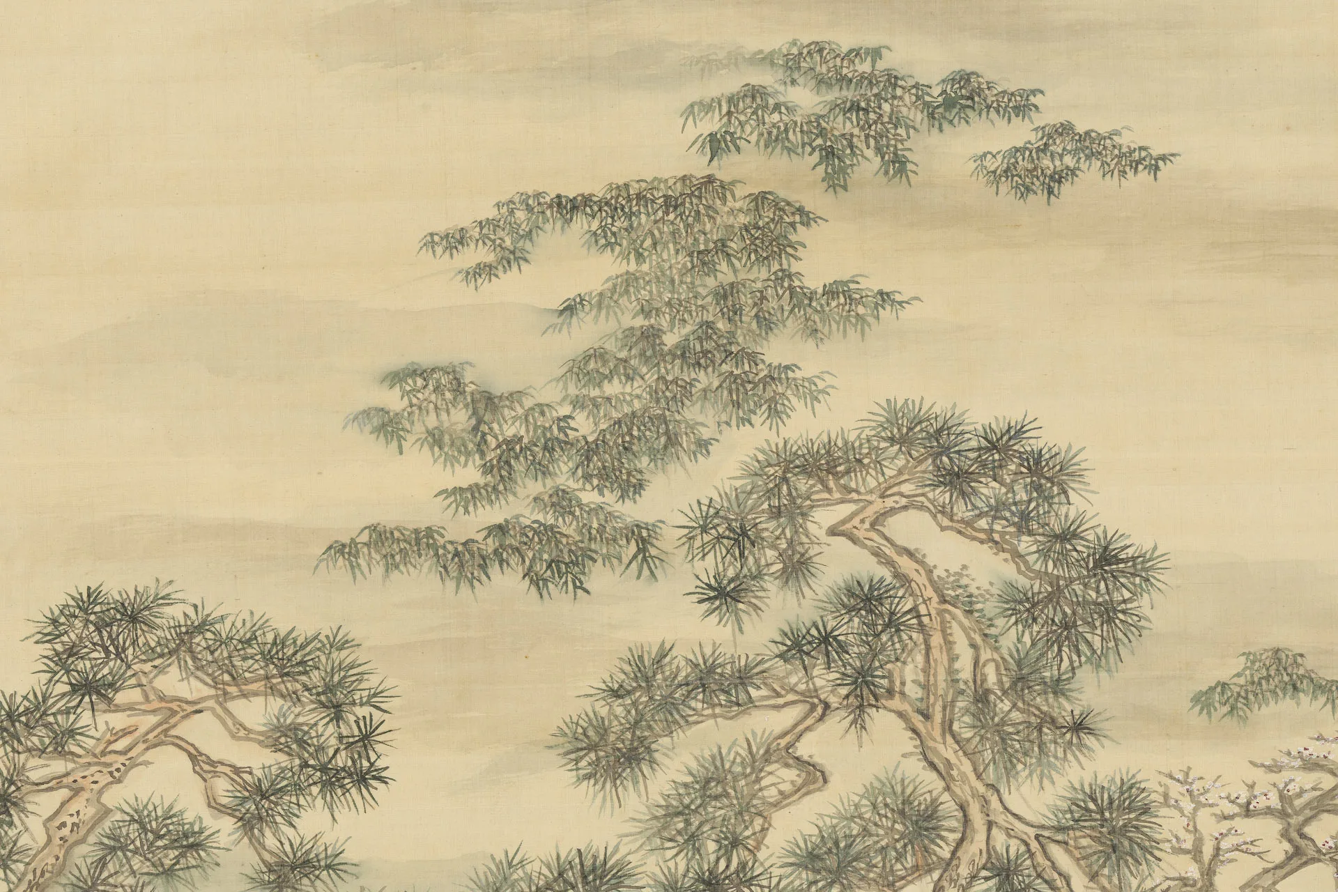 王原祁仿李唐春树万年图局部 (3)