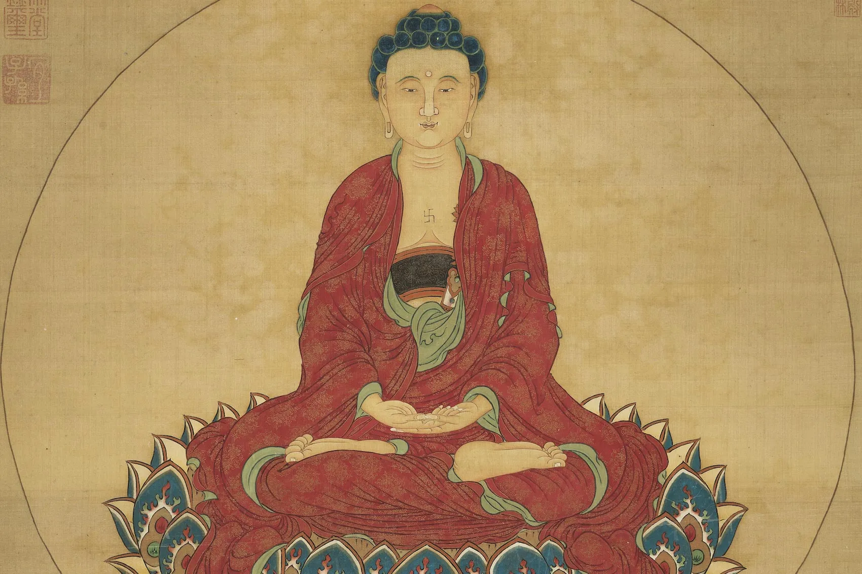 明郑重无量寿佛轴局部 (1)