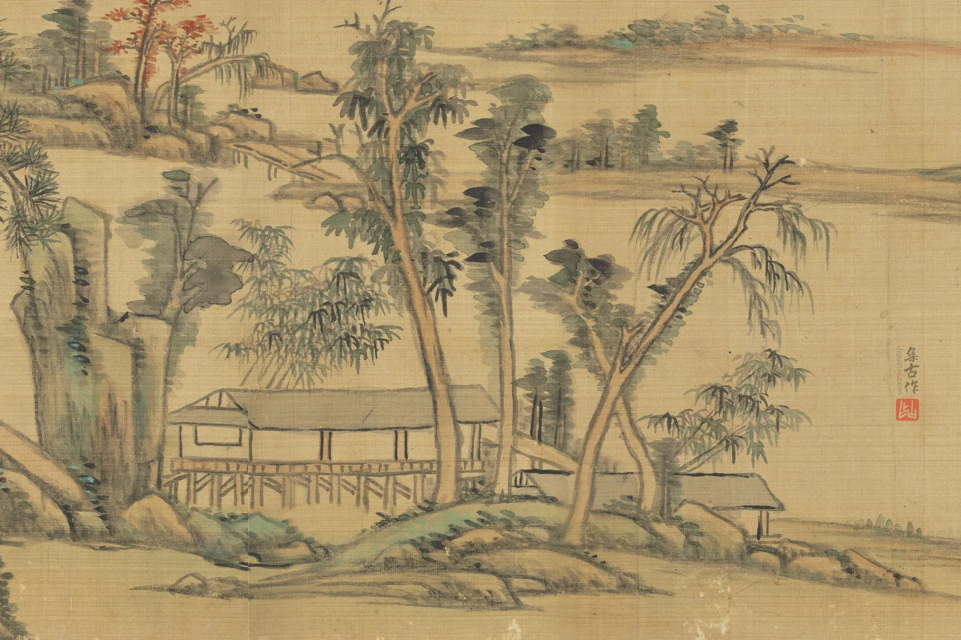 清王原祁画山水卷局部 (2)