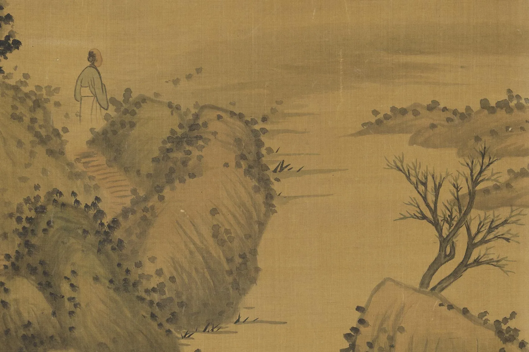 清石涛画山水轴局部 (4)