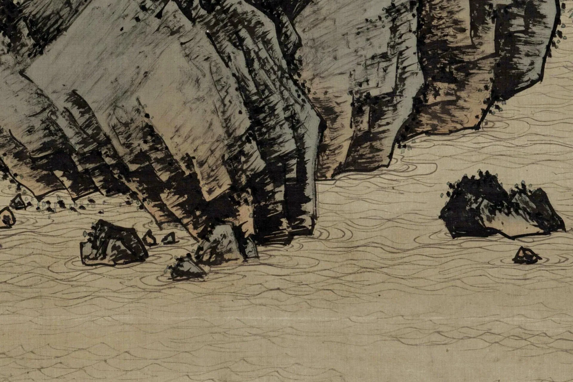 周臣山水画《春山游骑图》局部 (1)