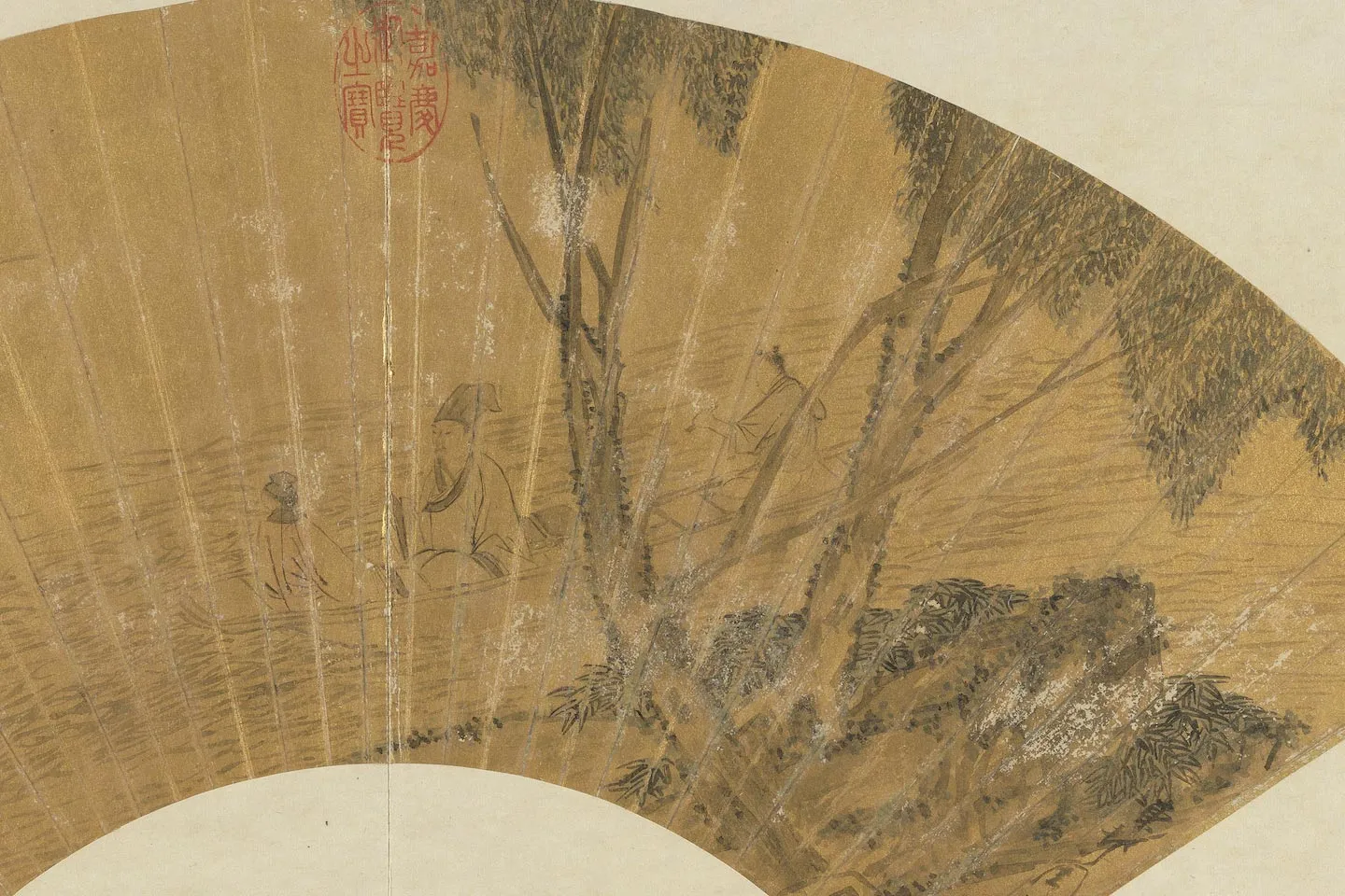 周臣山水画折扇扇面画局部 (2)